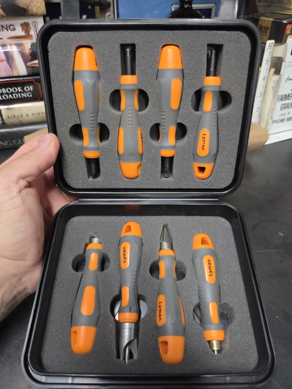 Lyman Universal Case Prep Accessory Set Orange/Gray Tools with Hard Case Lyman Universal Case Prep Accessory Set Orange/Gray Tools with Hard Case