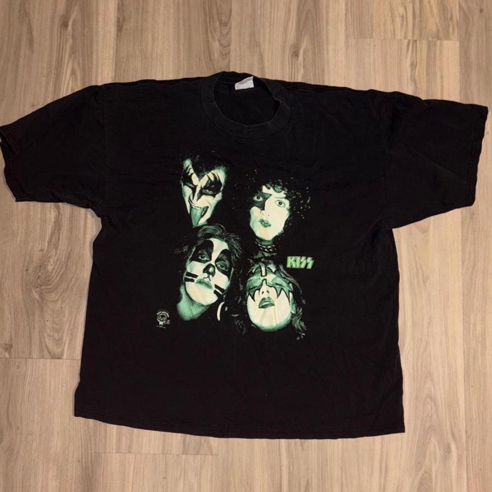 Vintage 90s KISS Army Depot Glow Faces Tee XL Black
