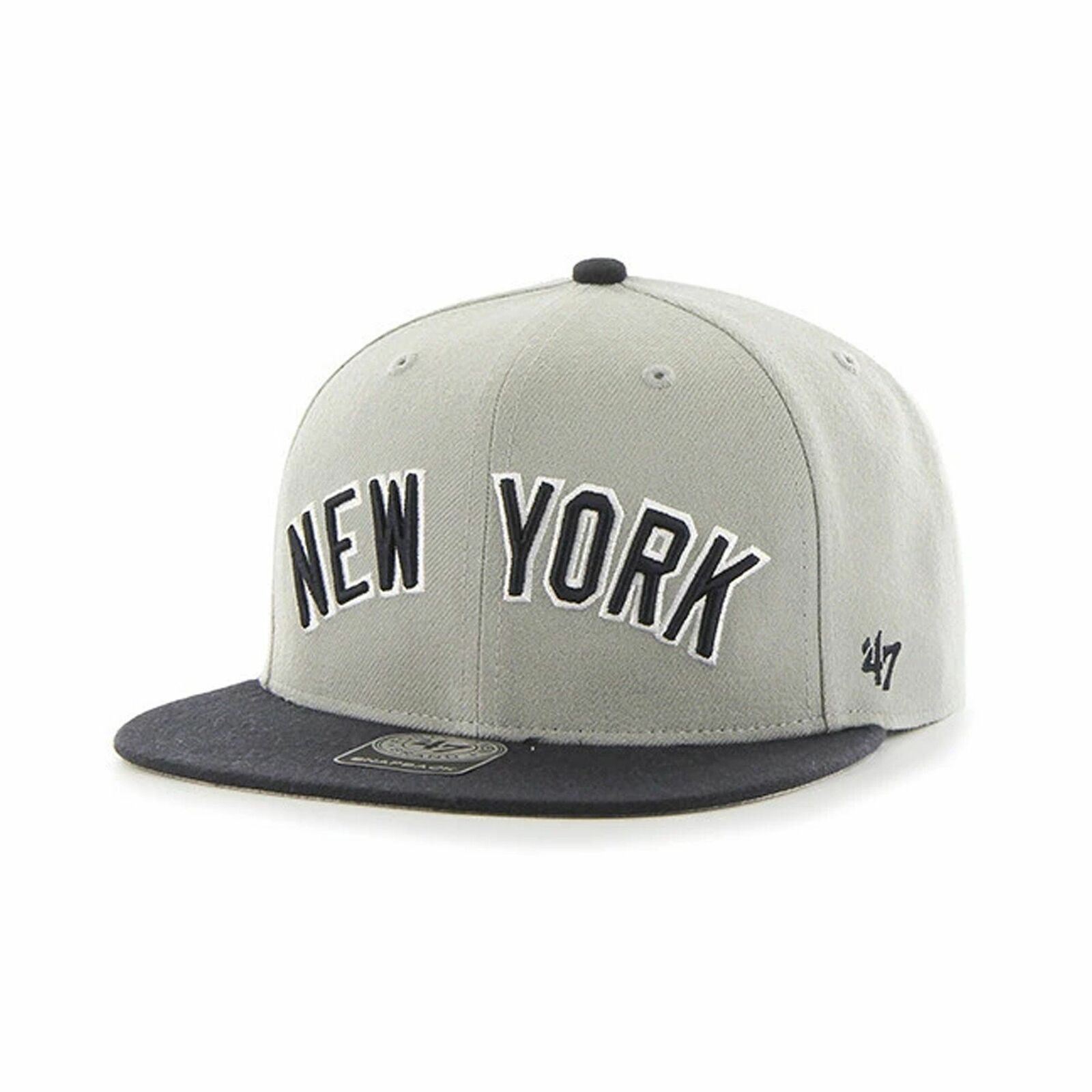 Mens 47 Brand NY Yankees Captain Snapback - Grey/Black Mens 47 Brand NY Yankees Captain Snapback - Grey/Black
