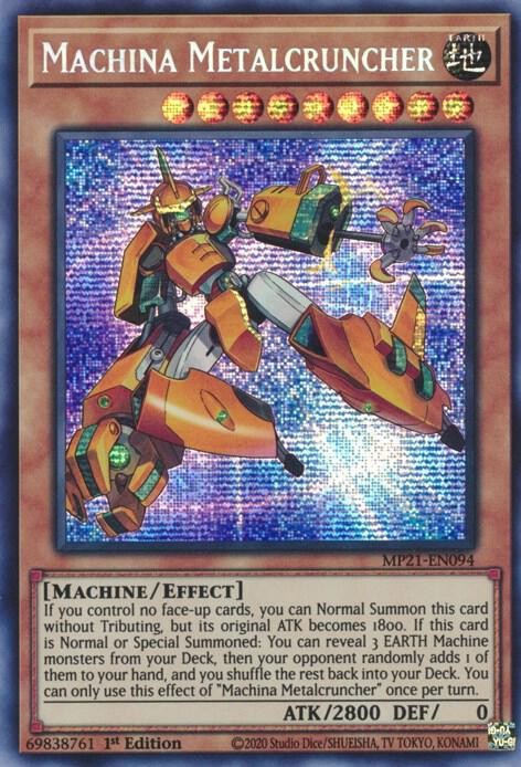 YUGIOH: 1X Machina Metalcruncher MP21-EN094 Prismatic Secret Rare NM YUGIOH: 1X Machina Metalcruncher MP21-EN094 Prismatic Secret Rare NM