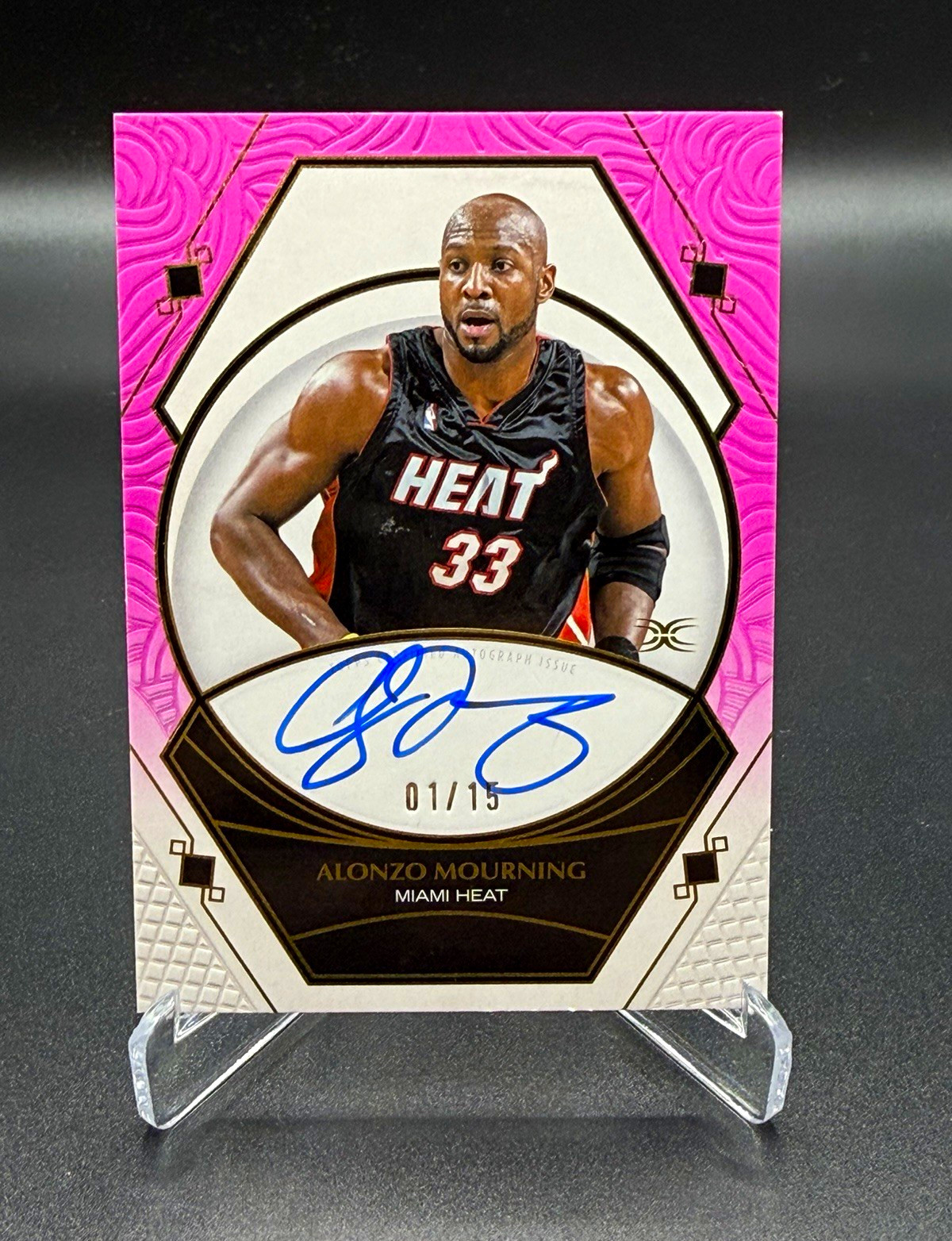 2025-26 Topps Definitive Alonzo Mourning Noble Ink Auto Pink 01/15 Heat