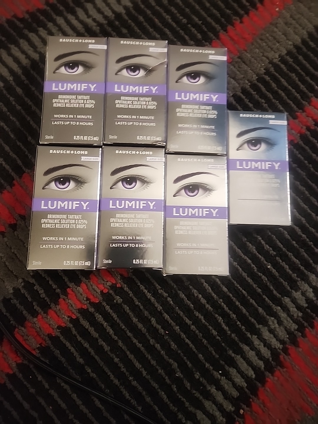 Lot of 7 LARGE LUMIFY 0.25 oz (7.5mL) Redness Reliever Eye Drops Exp 27+