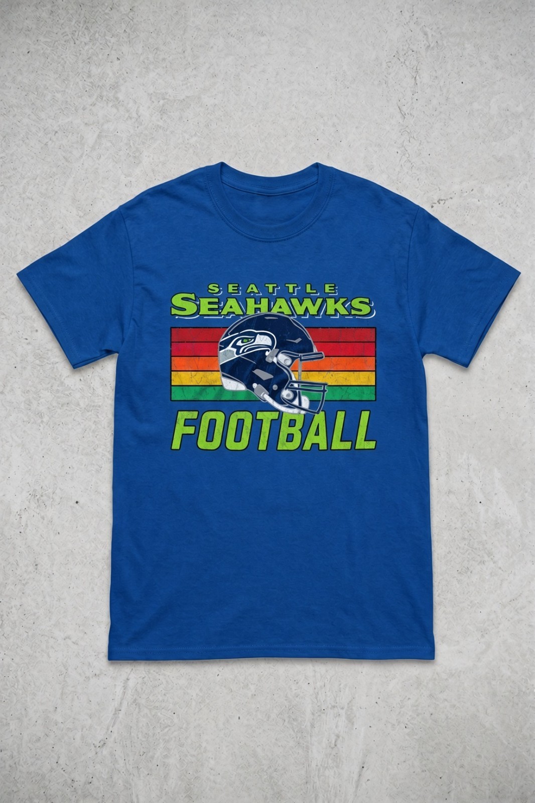 Seattle Seahawks Retro Helmet Football Graphic Tee Blue Men's NFL T-Shirt