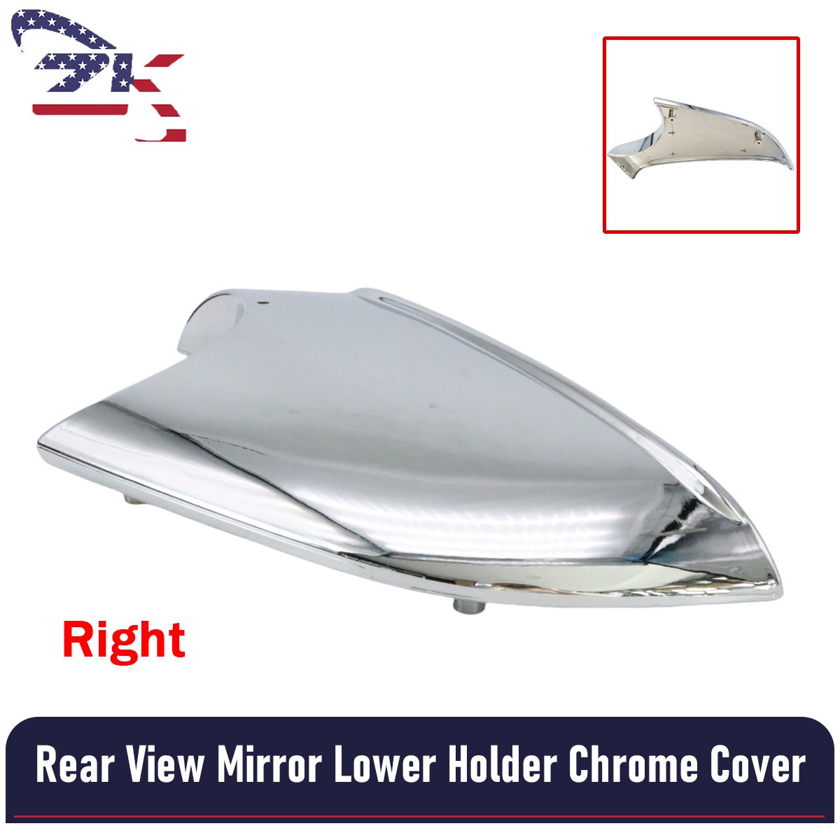 Fits 2016-23 Tesla Model X Right Side Rear View Mirror Cover Lower Holder Chrome