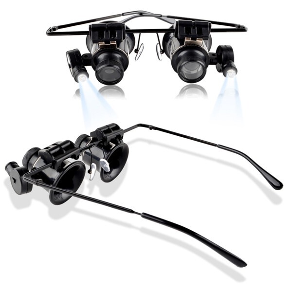 20X Eyeglass Magnifying Magnifier Jewelers Diamonds Eye Jewelry Loupe LED Lights
