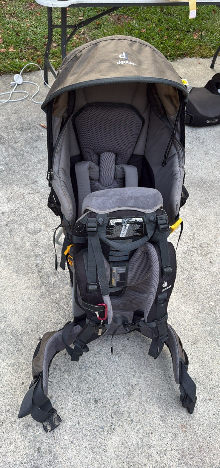 Deuter Baby Backpack Toddler Carrier Sun/Rain Cover Gray/Black Deuter Baby Backpack Toddler Carrier Sun/Rain Cover Gray/Black