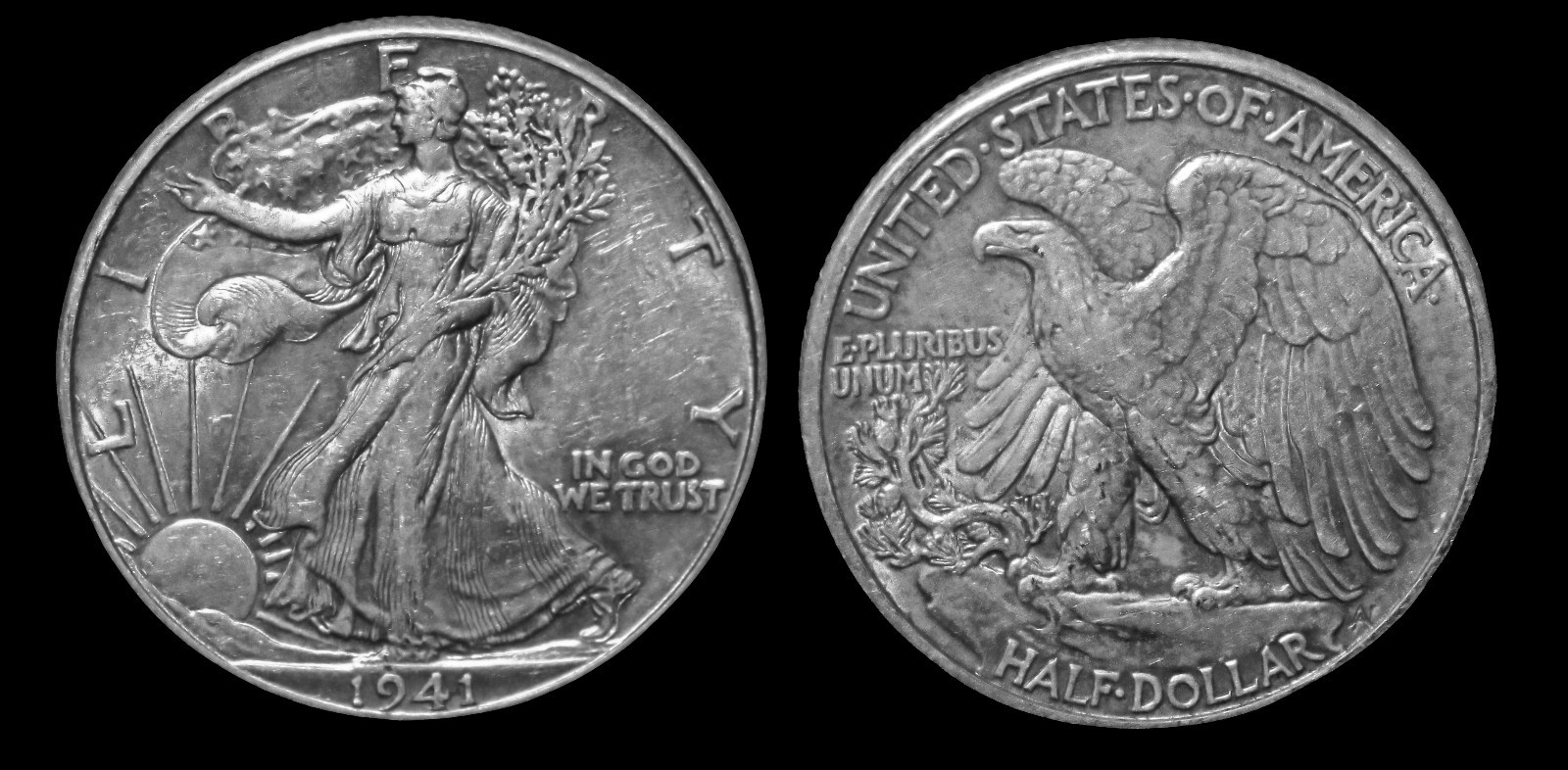 1941 P Walking Liberty Silver Half Dollar About Uncirculated Excellent Luster 1941 P Walking Liberty Silver Half Dollar About Uncirculated Excellent Luster