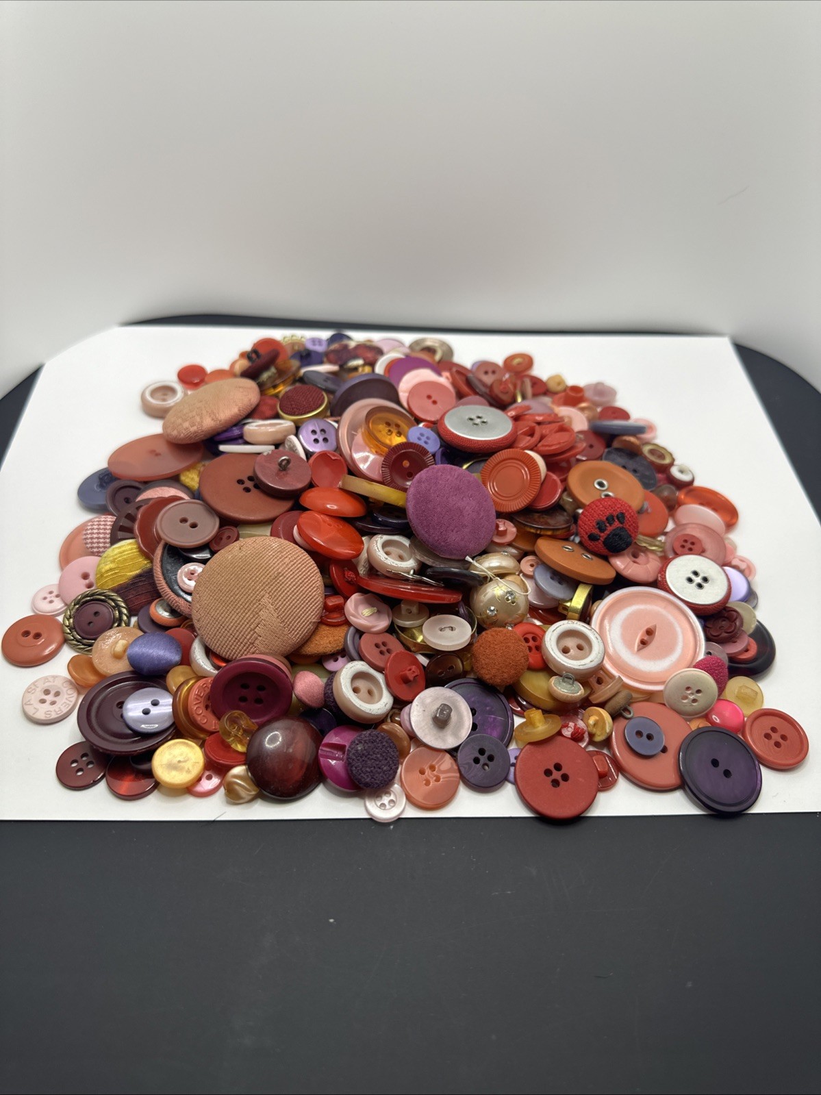 Vintage Red Pink Purple Orange Buttons Huge 100+ Mixed Button Craft Sewing