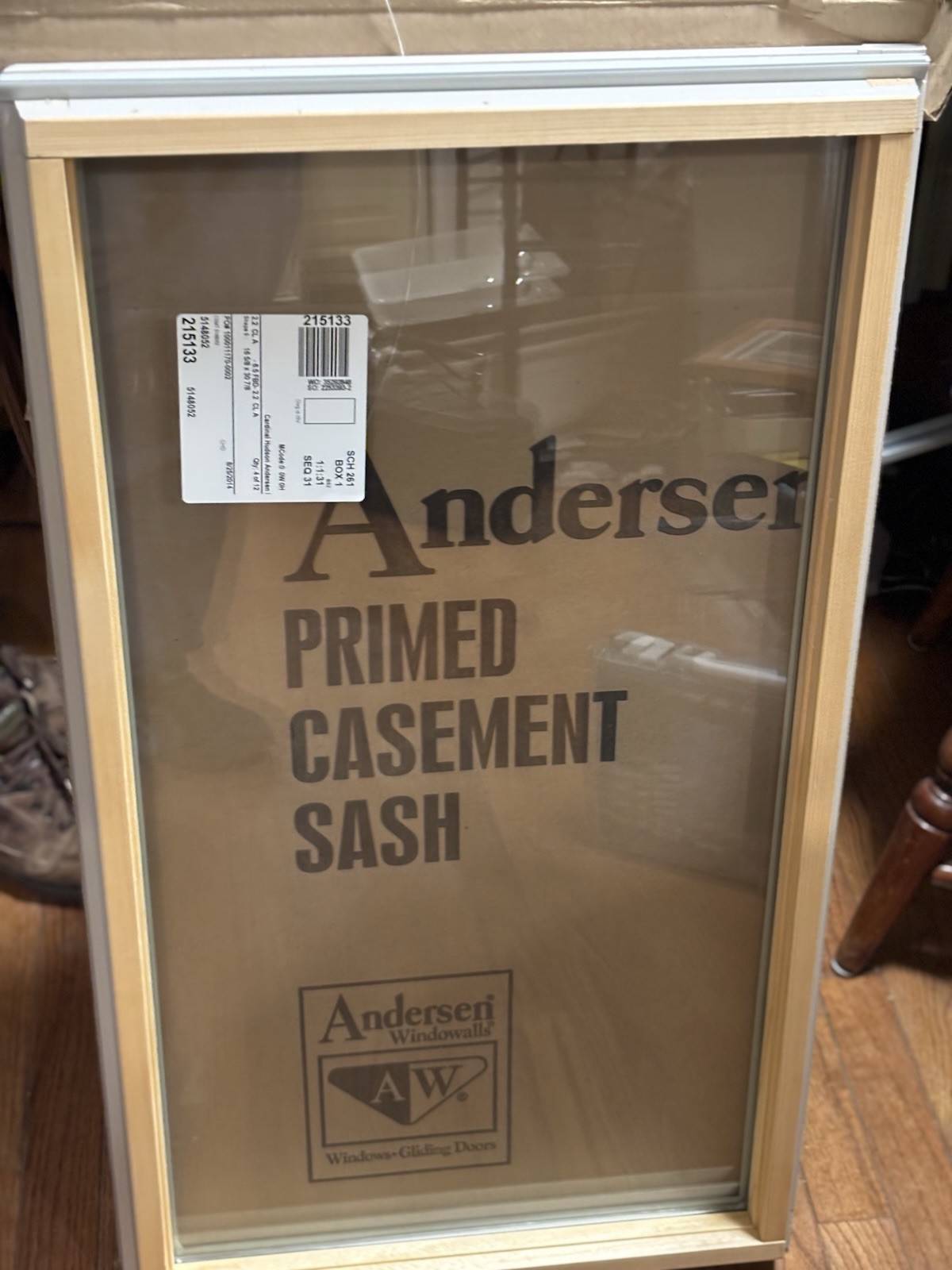 Andersen N30 PrimedCasement Sash with Dual Pane Glass; Part # 0517312 Andersen N30 PrimedCasement Sash with Dual Pane Glass; Part # 0517312