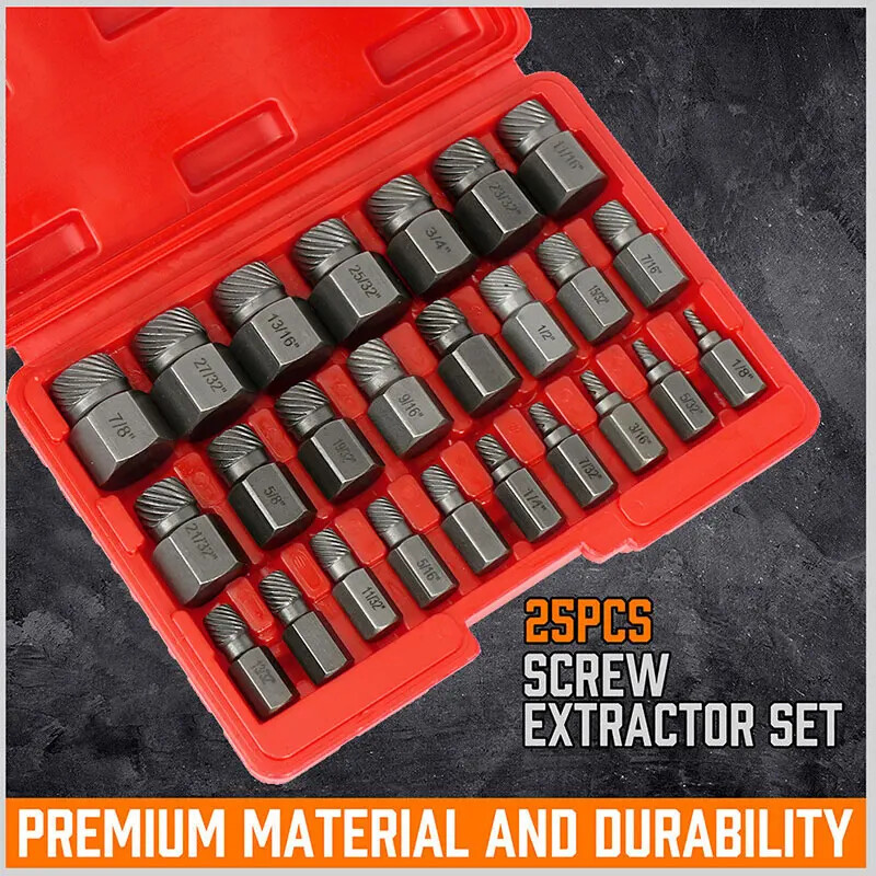 25Pcs Screw Extractor Set Hex Head Multi-Spline Easy Out Bolt Extractor Set NEW 25Pcs Screw Extractor Set Hex Head Multi-Spline Easy Out Bolt Extractor Set NEW