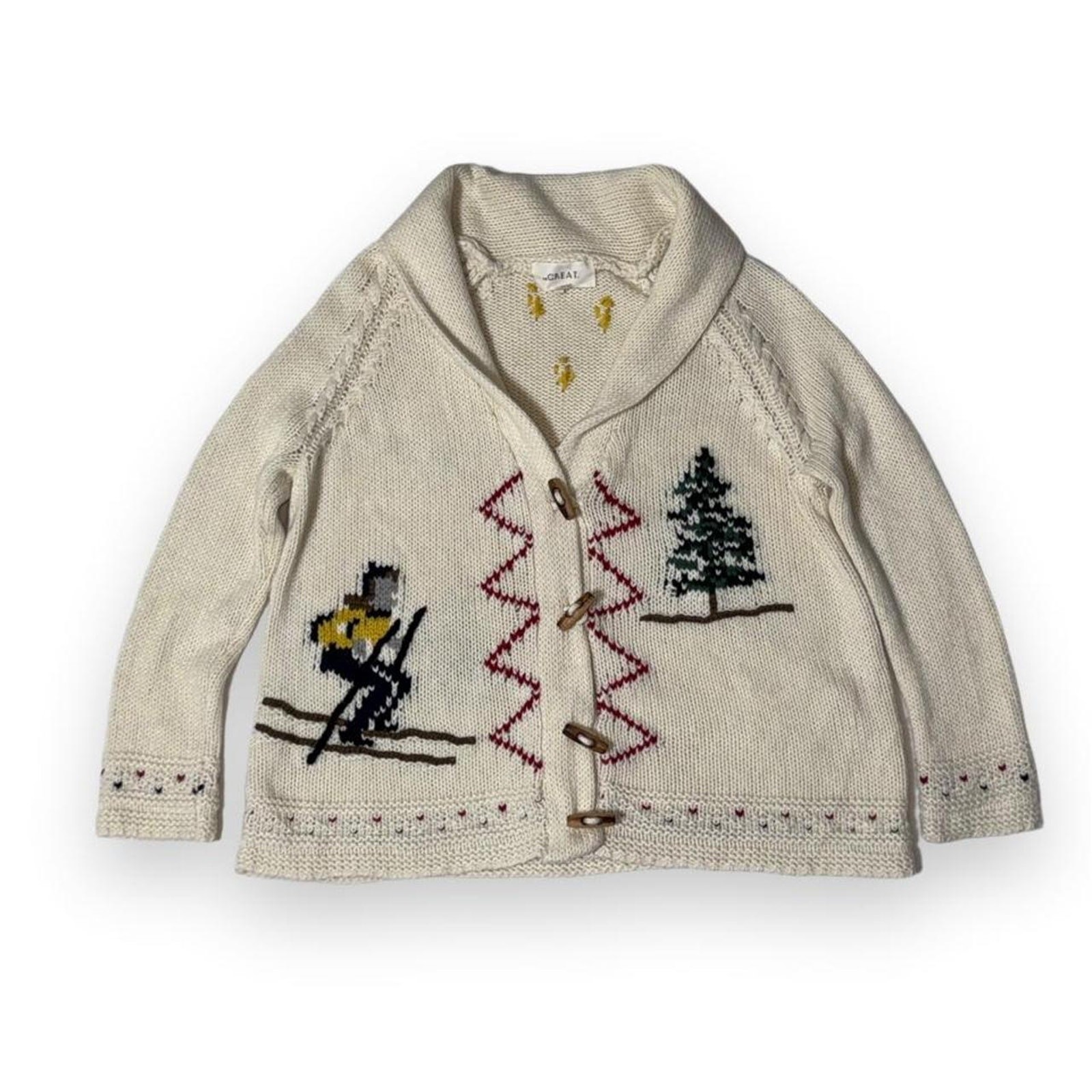 THE GREAT. The Ski Lodge, Alpaca Toggle Cardigan Sweater Cream size 0/S