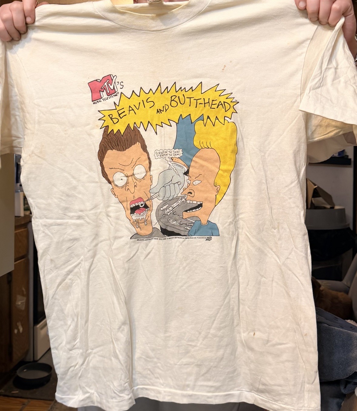 90\'s Beavis & Butthead Scrapin\' Th\' Jaw T-shirt MTV Vintage Tee RARE