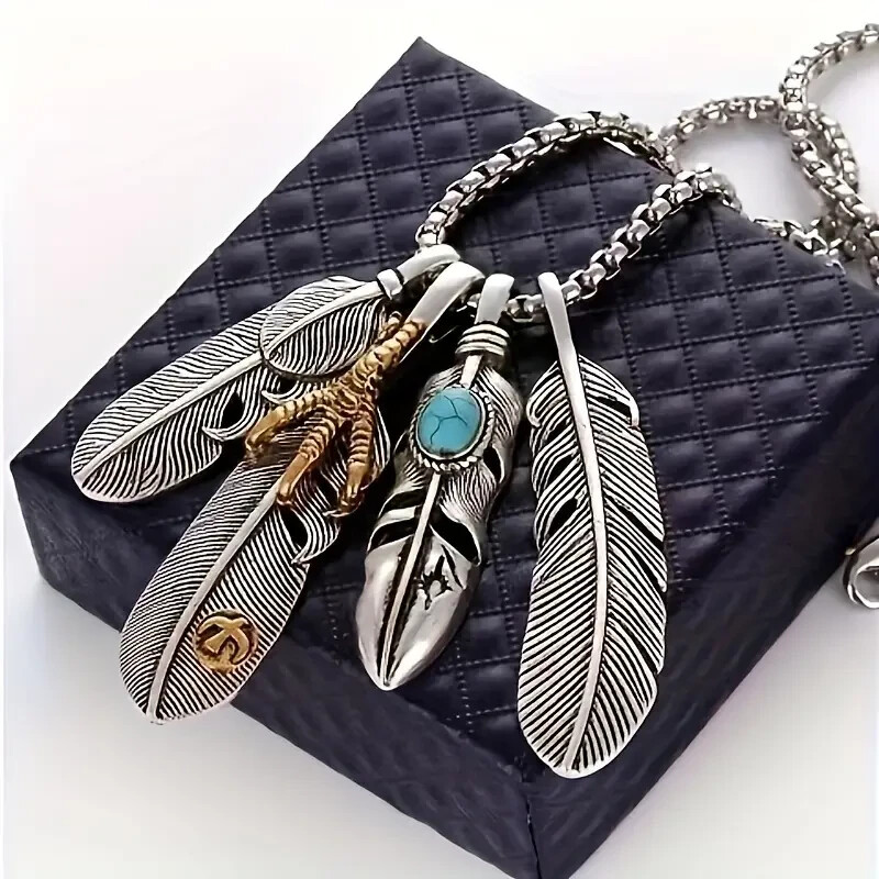 Boho 925 Sterling Silver Eagle Hawk Falcon Feather Claw Fashion Pendant Necklace