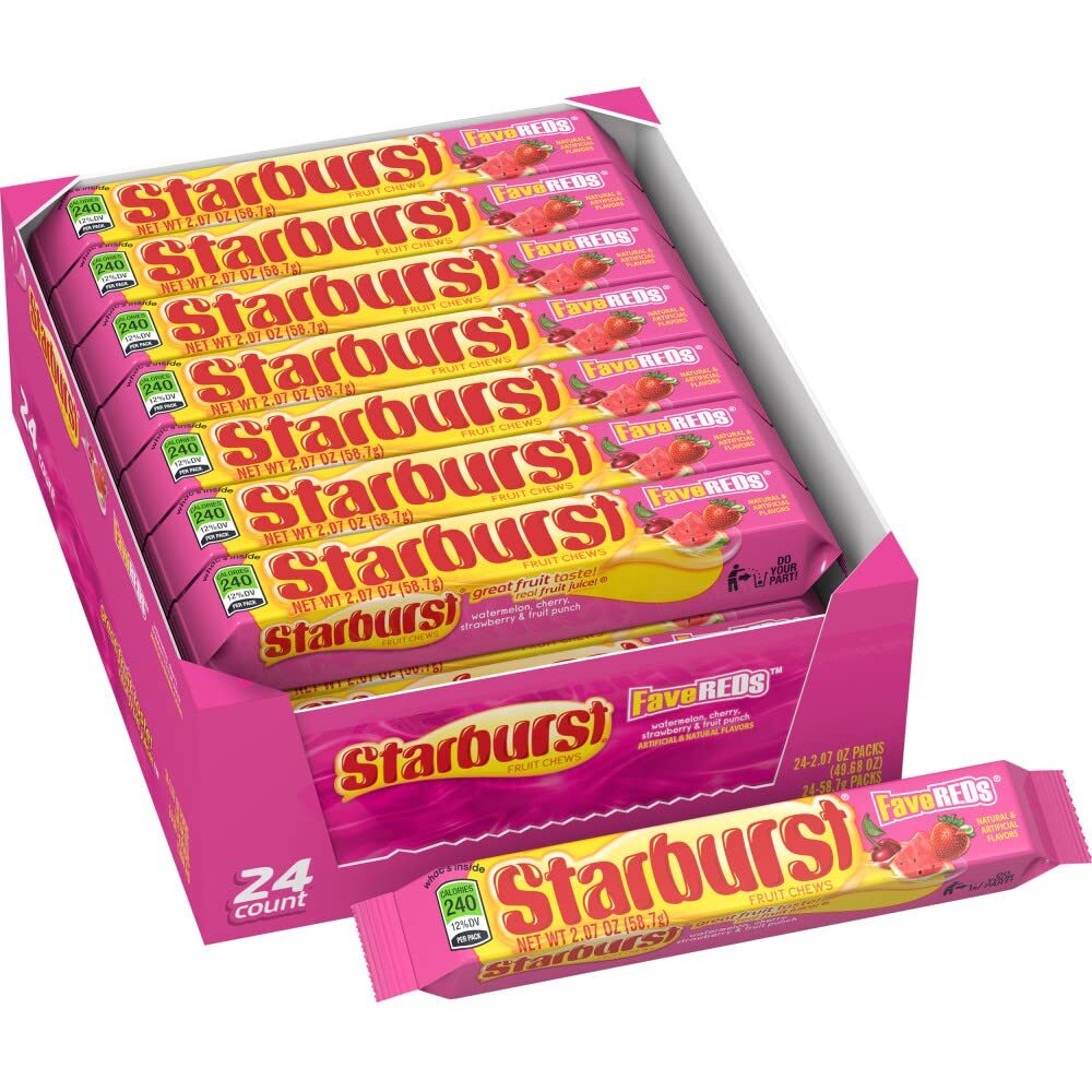 STARBURST FaveREDS Chewy Candy Bulk Pack, Full Size, 2.07 oz (Pack of 24) STARBURST FaveREDS Chewy Candy Bulk Pack, Full Size, 2.07 oz (Pack of 24)