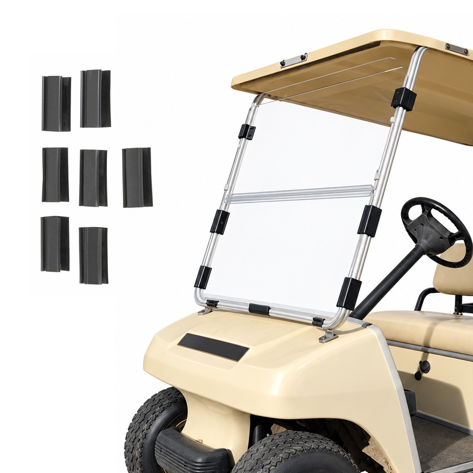 For Club Car DS 1982-2000 Golf Cart Folding Windshield Clear Polycarbonate NEW