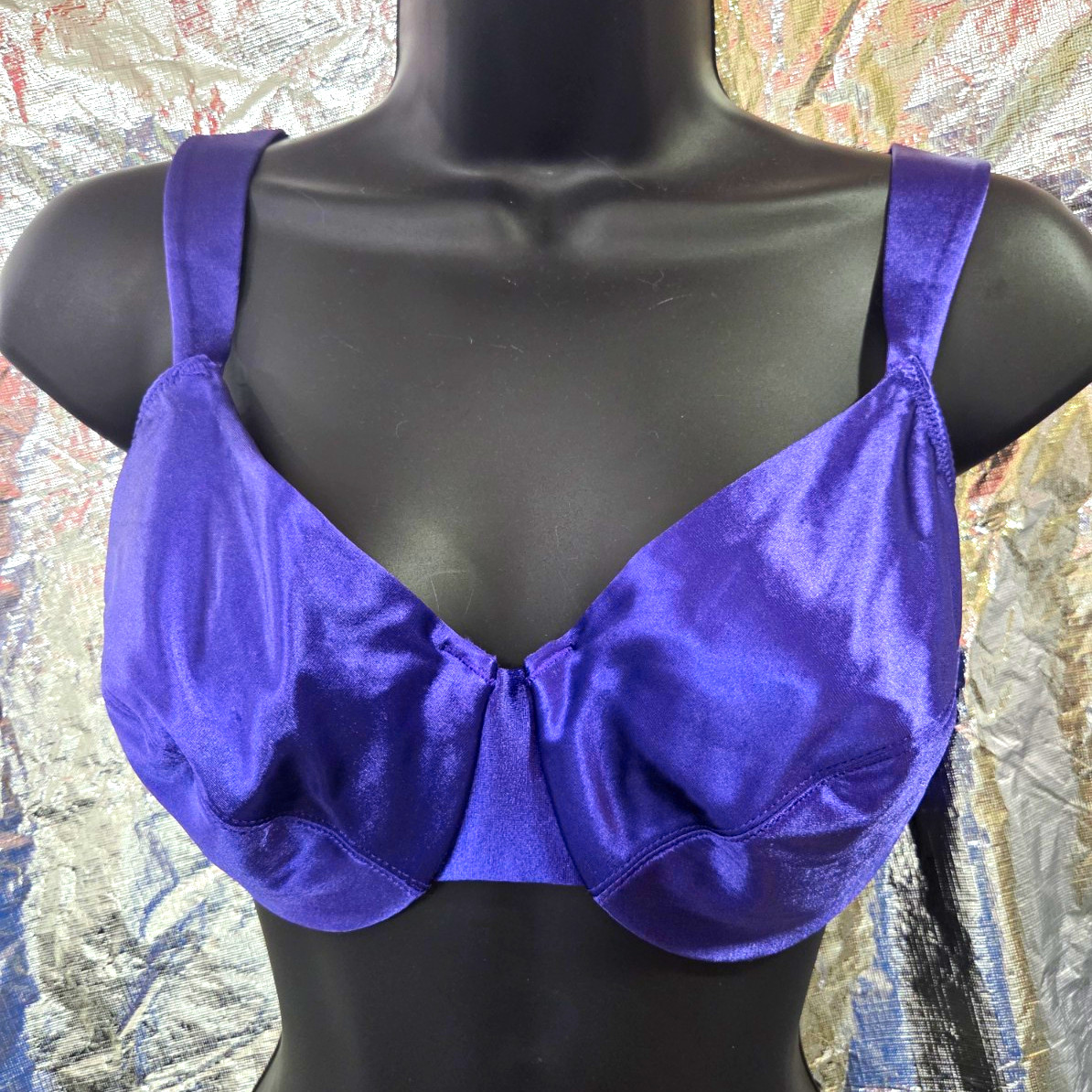 NWT Vintage Victoria\'s Secret Purple Second Skin Silk Satin Unlined UW Bra 38C  