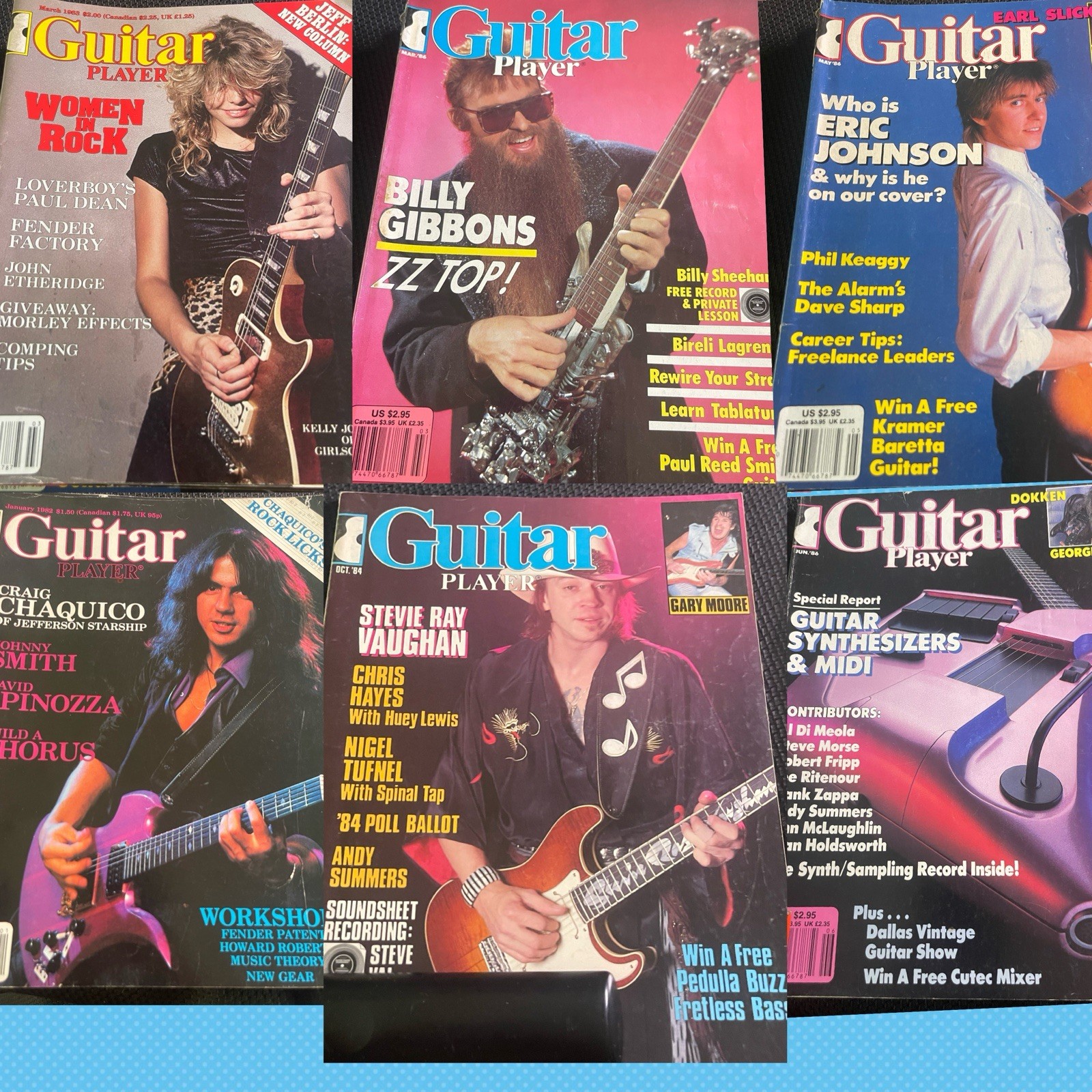 Guitar Player Magazine Lot of 6 Vintage 80’s ZZ Top, Girlschool, Chaquico, Lynch Guitar Player Magazine Lot of 6 Vintage 80’s ZZ Top, Girlschool, Chaquico, Lynch