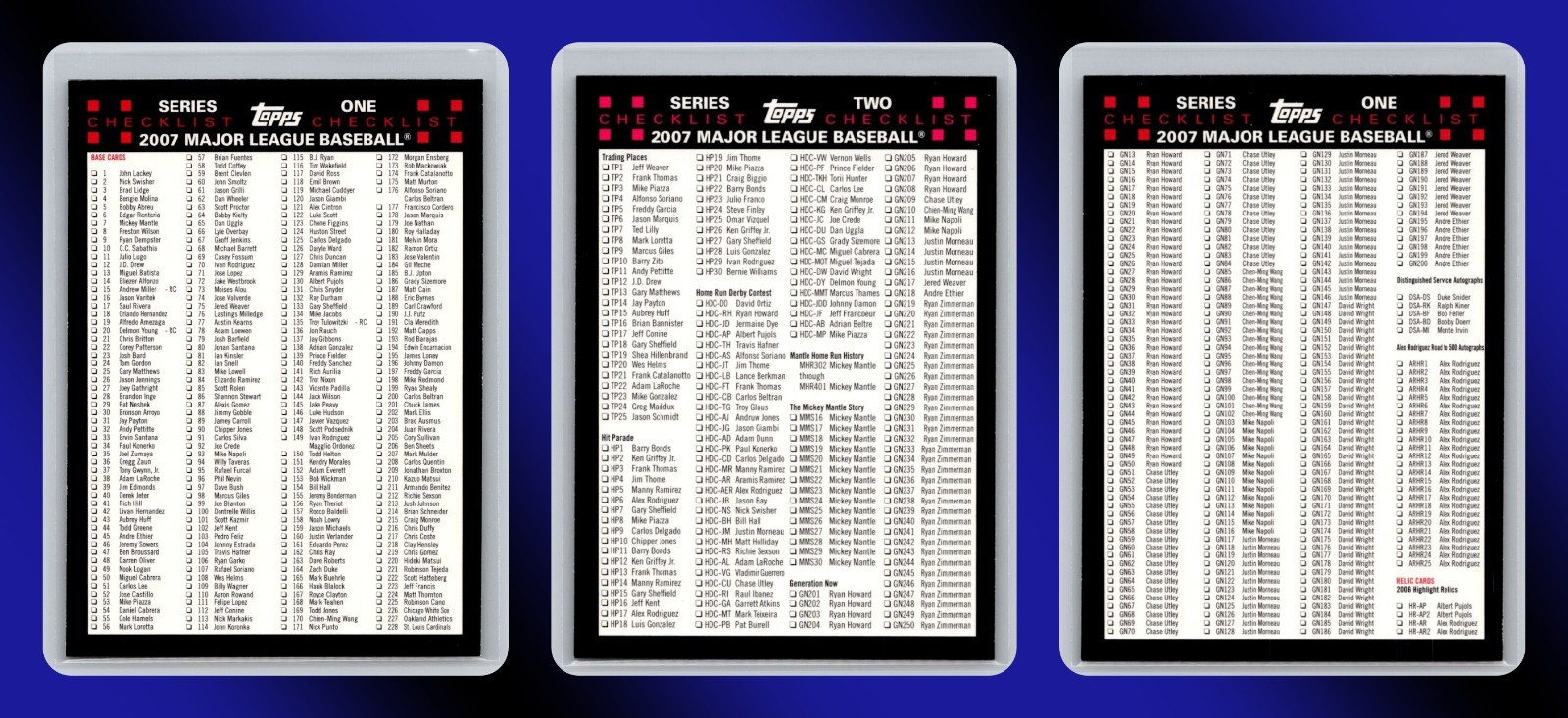 2007 Topps Baseball Series 1 and 2 w/ inserts Checklist Complete Set of 3 master 2007 Topps Baseball Series 1 and 2 w/ inserts Checklist Complete Set of 3 master