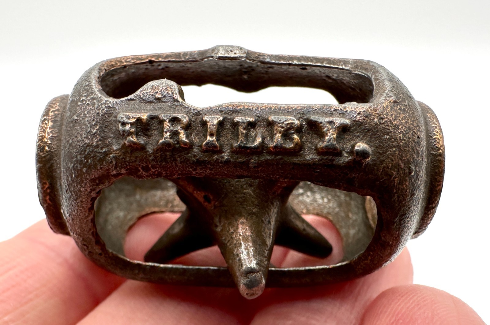 SCARCE Antique 1890\'s TRILBY CAST IRON Jack In Cage Dexterity Mind Puzzle Game