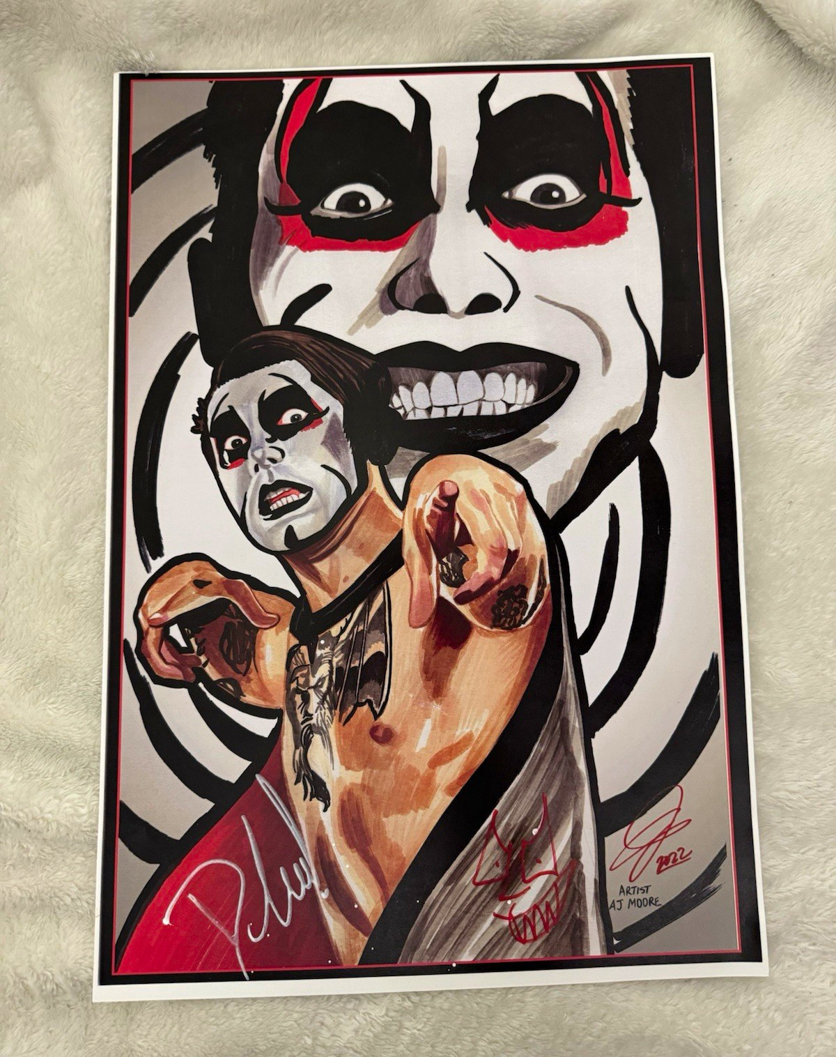 WWE Star Danhausen and artist AJ Moore Signed 2022 Print Unframed WWE Star Danhausen and artist AJ Moore Signed 2022 Print Unframed