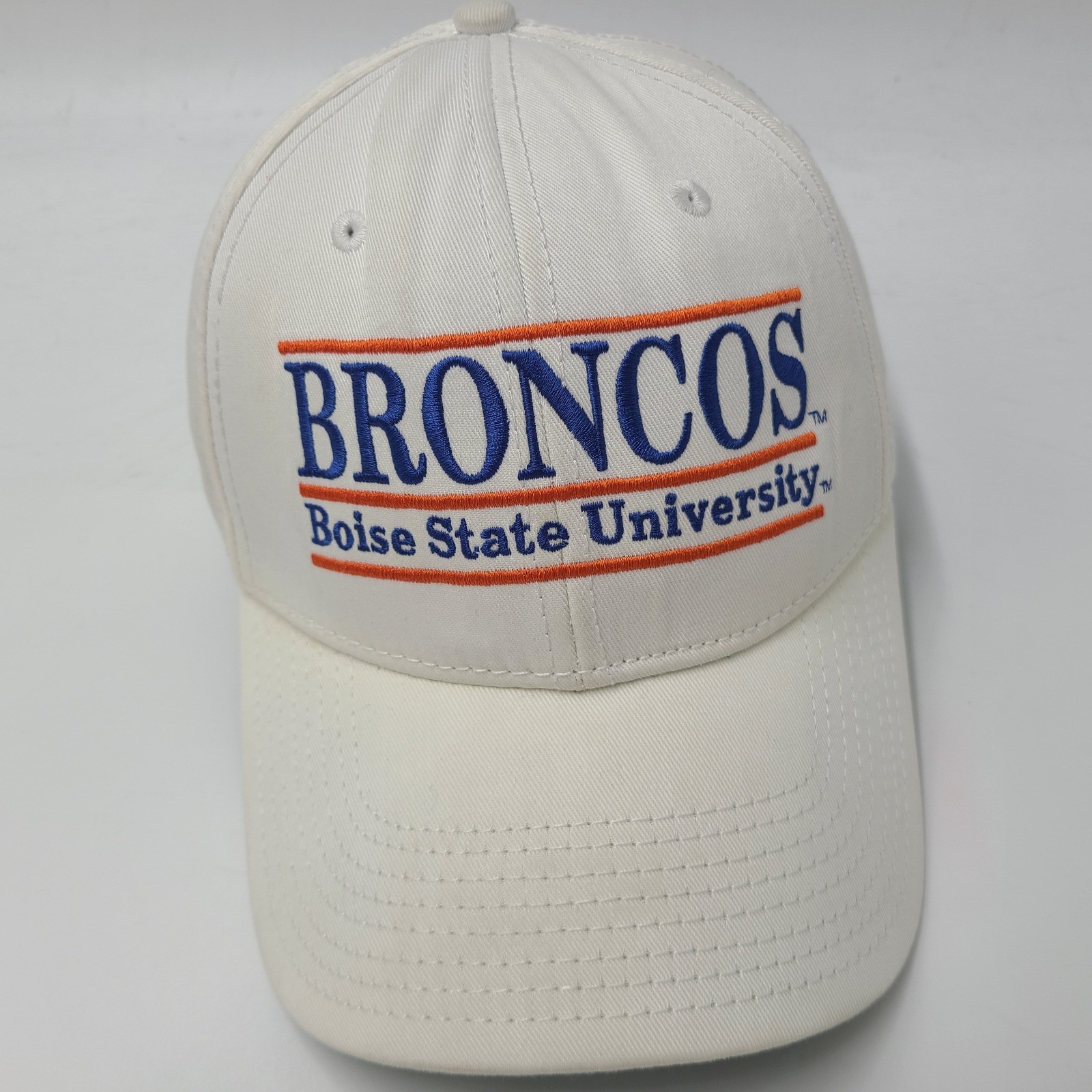 Vintage Boise State Broncos Hat Snapback The Game Split Bar White Blue NCAA Men