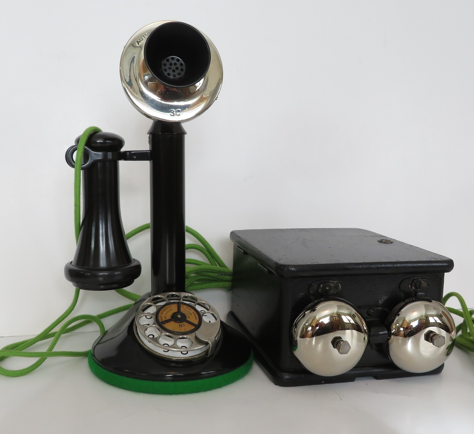 Antique telephone Automatic Electric candlestick   with Strowger ringer box