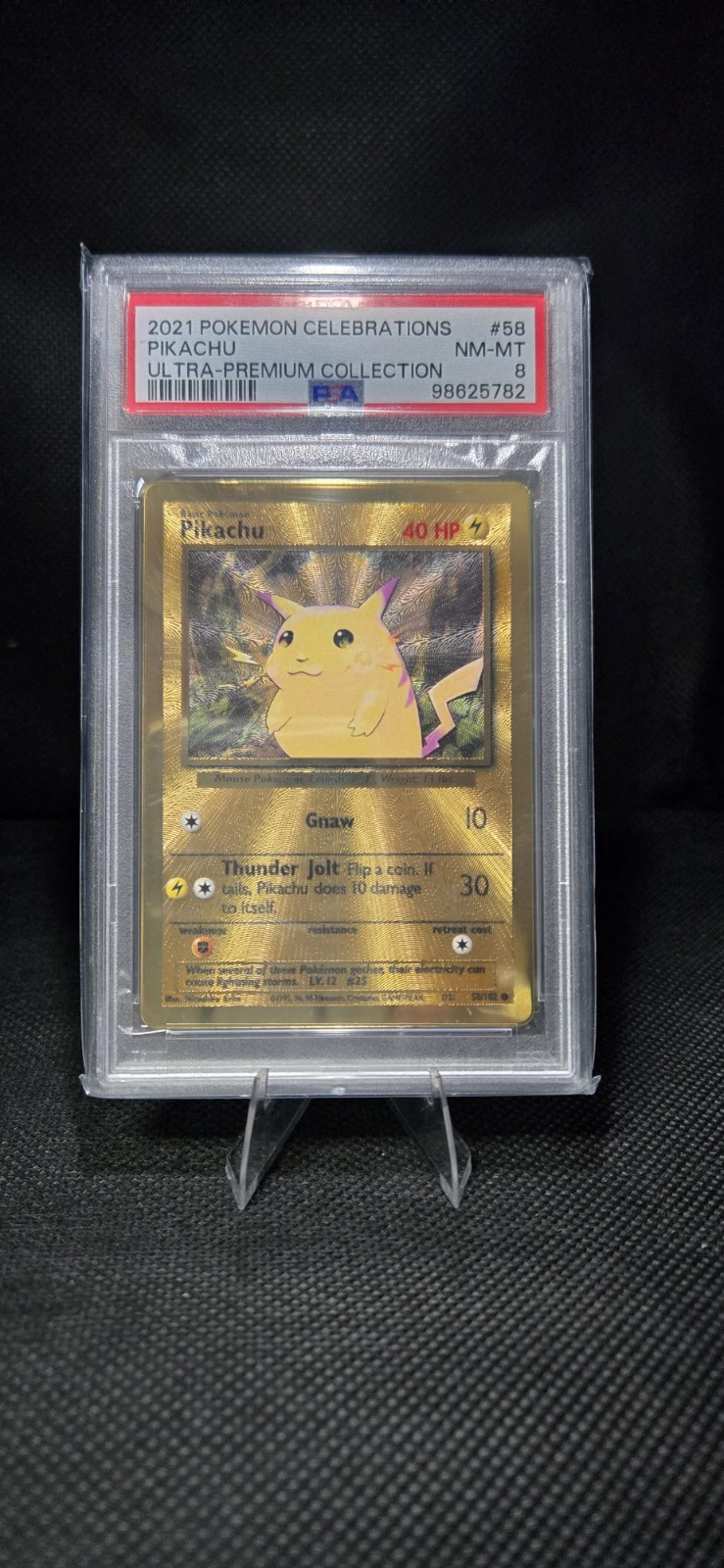 Pokemon Celebrations Pikachu 58/102 Metal Card Ultra Premium Holo Promo PSA 8