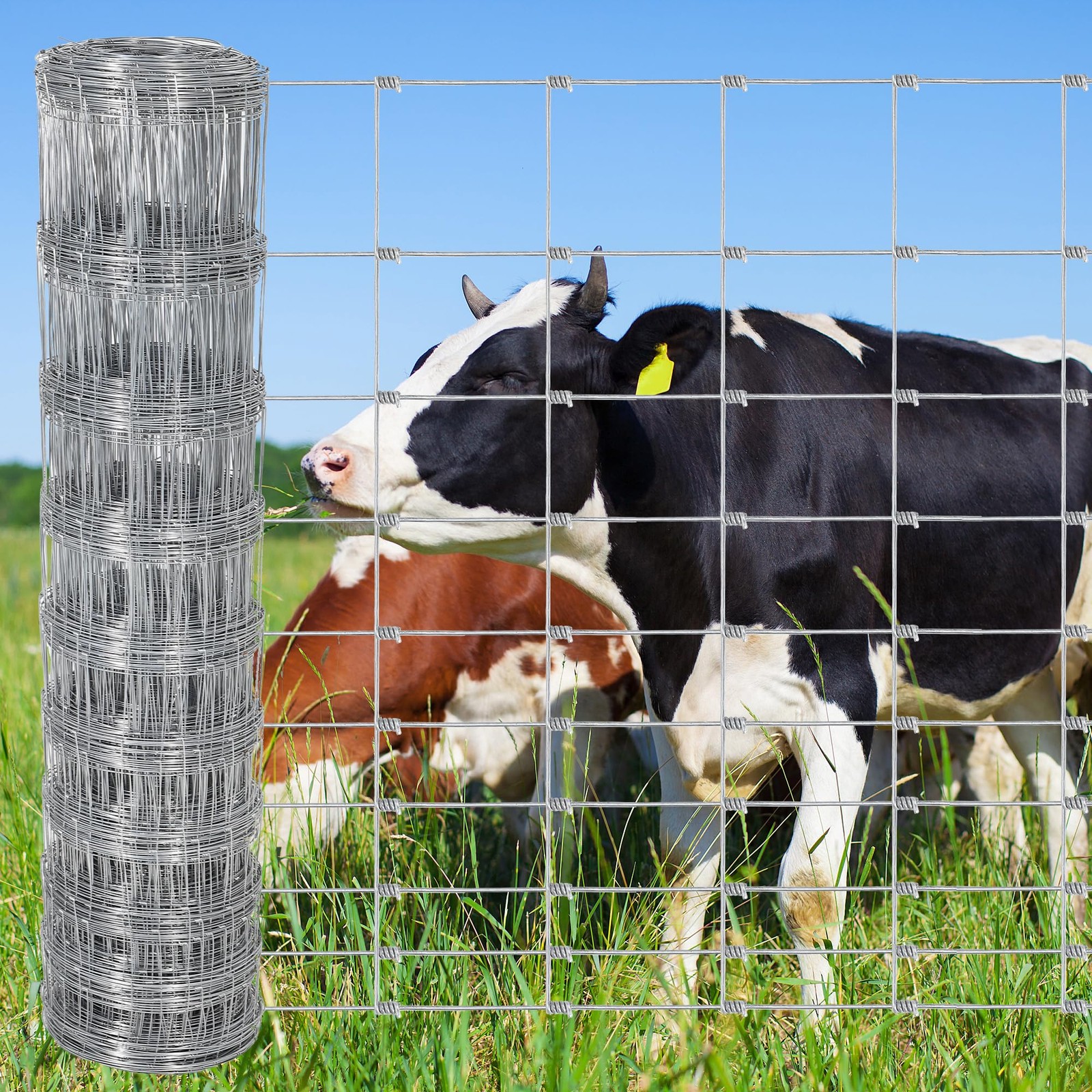 4/5/6Ft x 328Ft Galvanized Wire Fence, Cattle Farm Fence Field Livestock Pasture