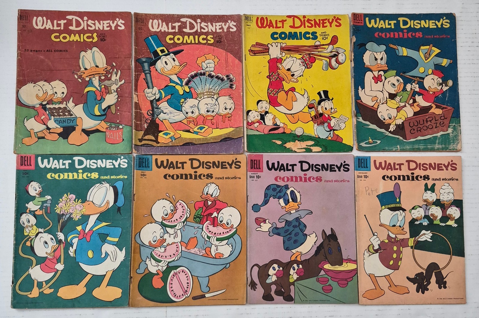 Walt Disney's  Comics and Stories Lot☆8 #133-230*VG G 1951 Carl Barks Golden Age