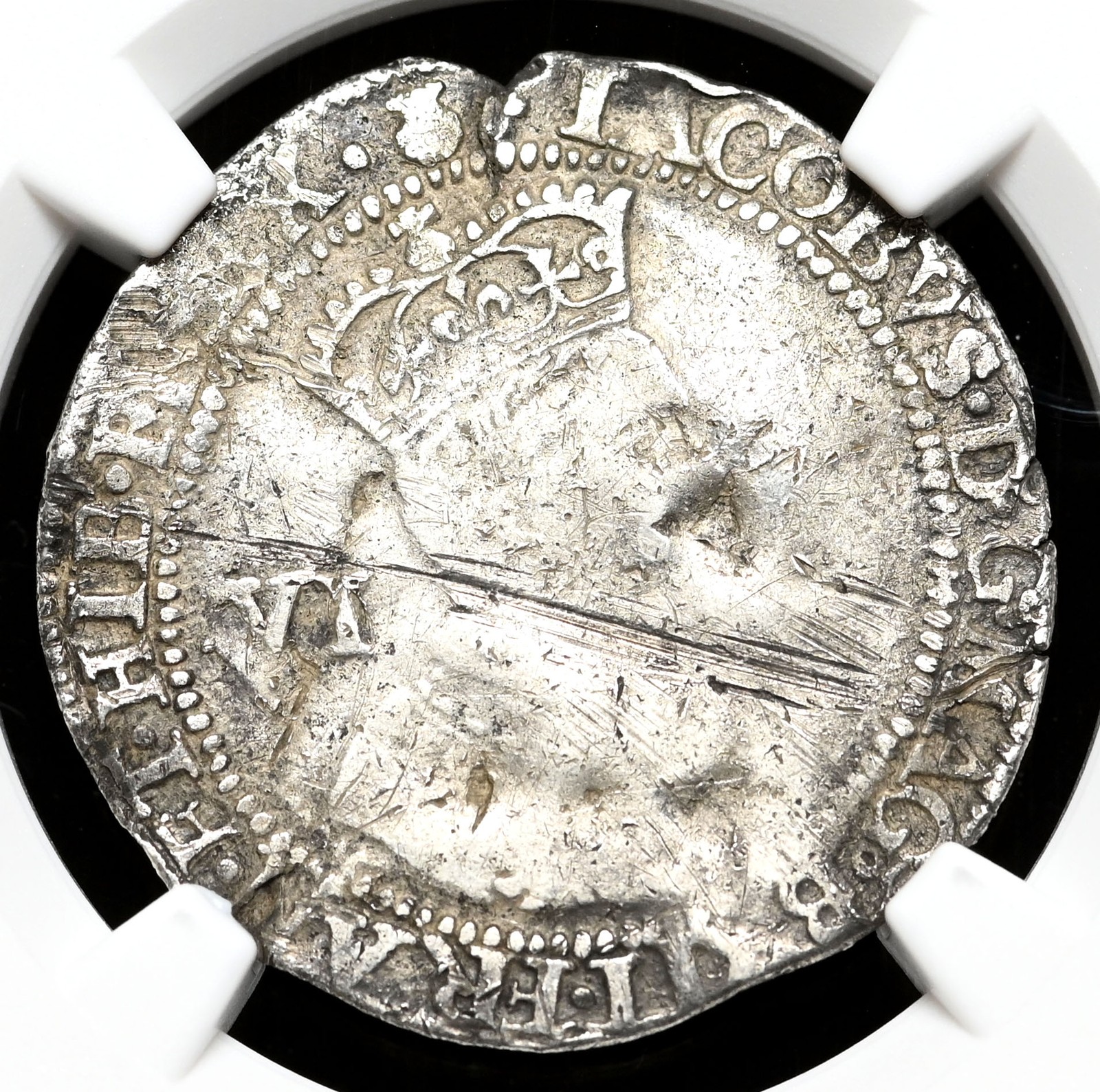 SCOTLAND. James VI, 1611. Silver 6 Shillings, S-5508, NGC VF Details SCOTLAND. James VI, 1611. Silver 6 Shillings, S-5508, NGC VF Details