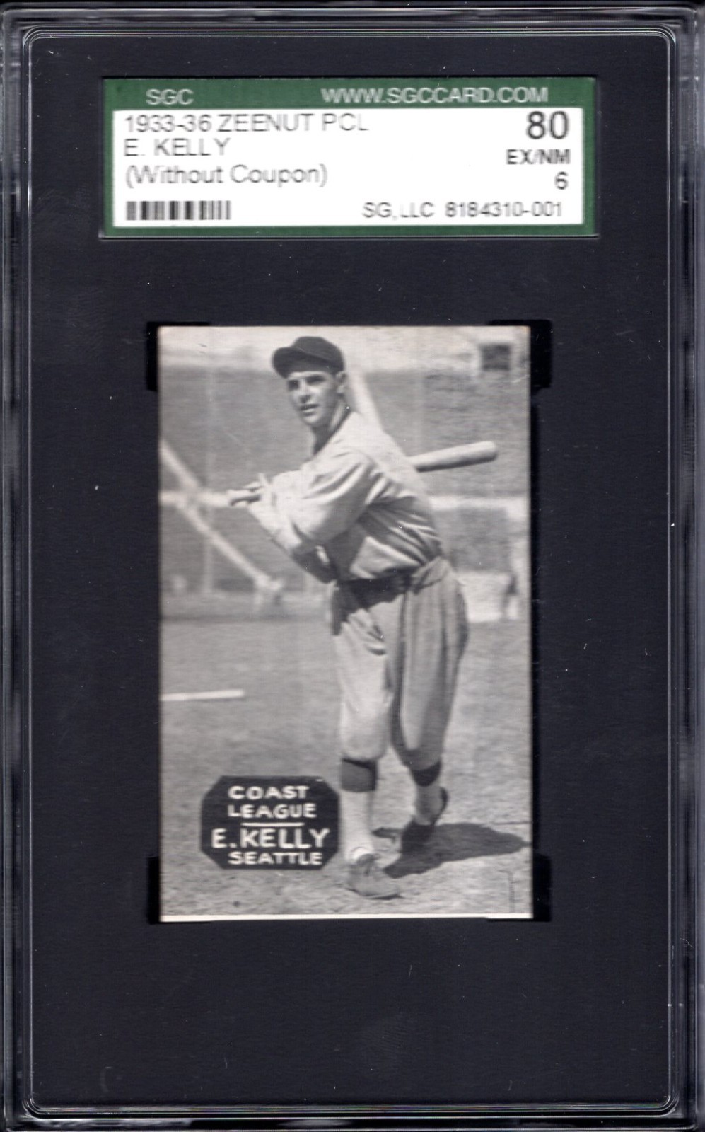 1933-36 Zeenut E. Kelly (Seattle) SGC 80 (6) EXMT -- high grade PCL w/out coupon