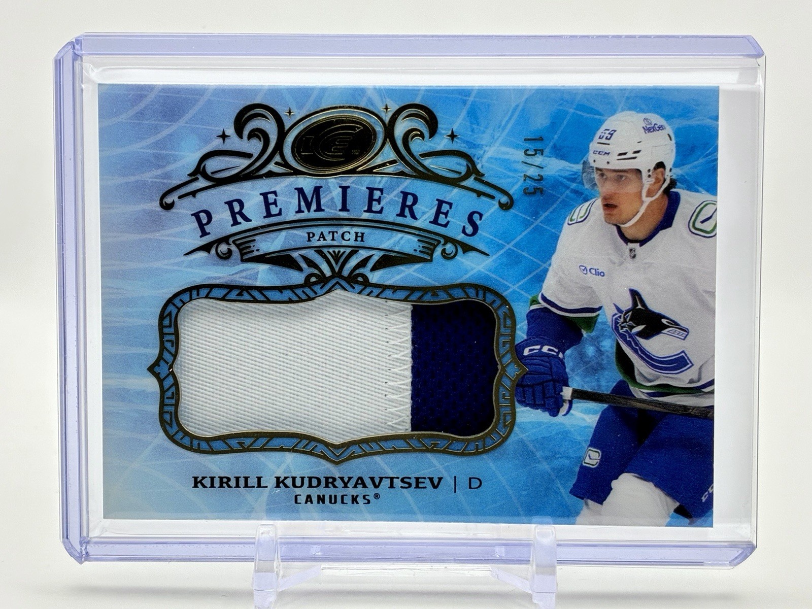 2025-26 Upper Deck ICE Kirill Kudryavtsev Premieres Patch Canucks Rookie 15/25 2025-26 Upper Deck ICE Kirill Kudryavtsev Premieres Patch Canucks Rookie 15/25