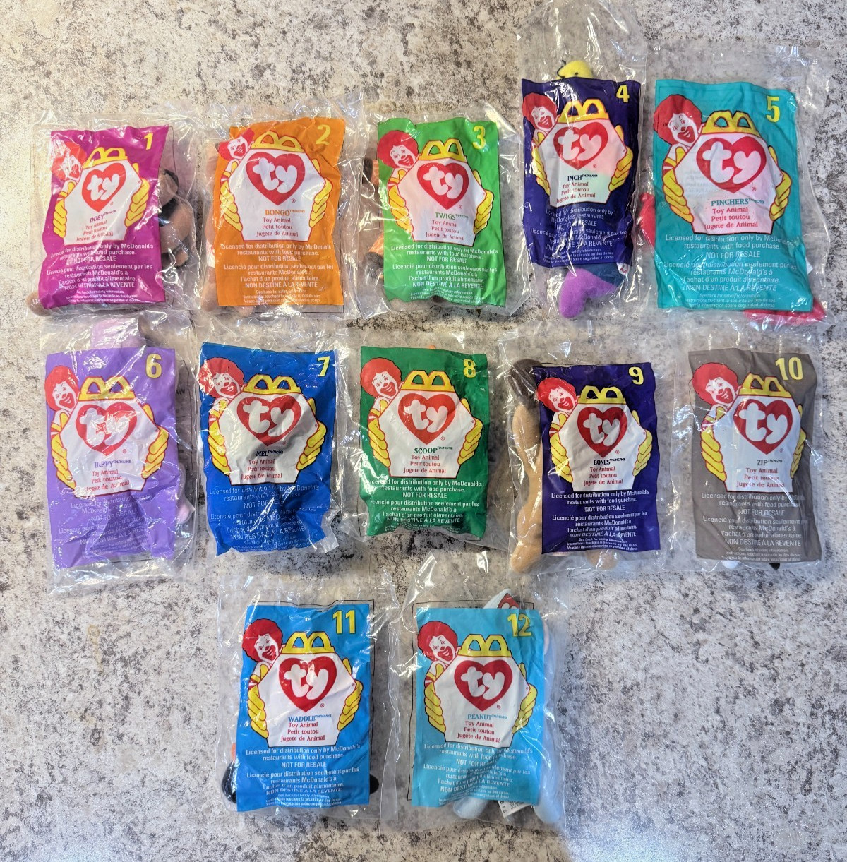 1998 McDonalds Ty Teenie Beanie Babies Complete Set of 12 SEALED