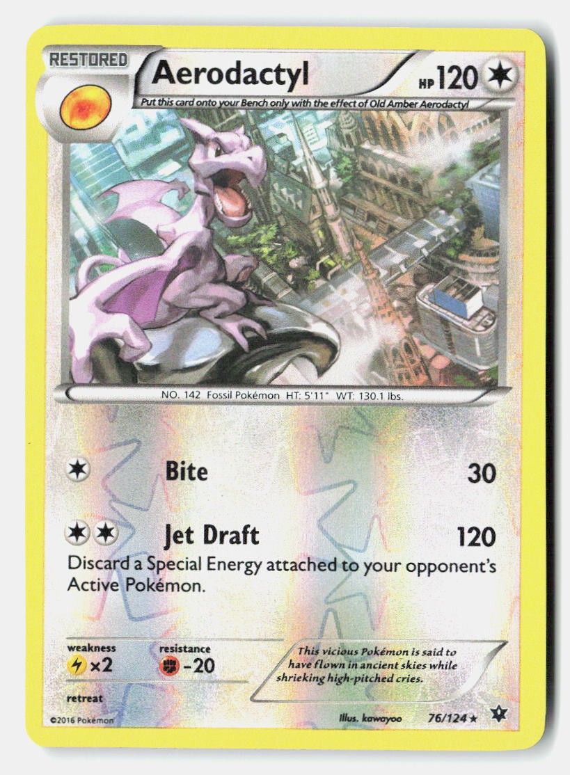 Aerodactyl 76/124 Rare Fates Collide Pokemon Reverse Holo NM/M