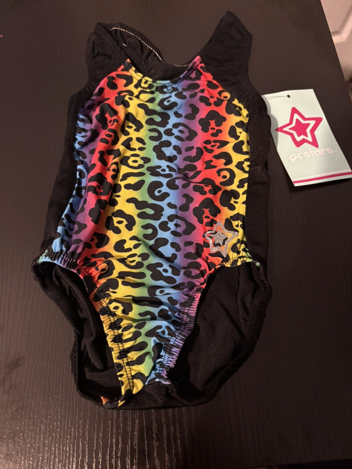 GK Stars New Gymnastics Leotard Black Rainbow Leopard Print Size (TD Toddler 2T) GK Stars New Gymnastics Leotard Black Rainbow Leopard Print Size (TD Toddler 2T)