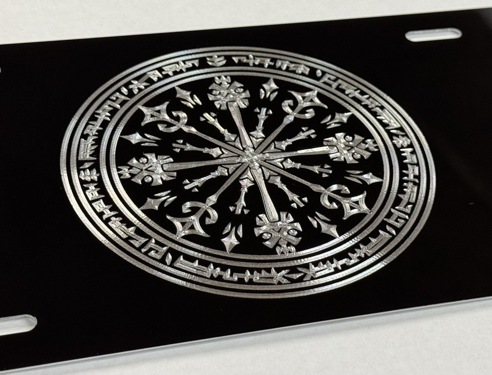 Celtic Viking Vegvisir Protection Compass Car Tag Diamond Etched License Plate