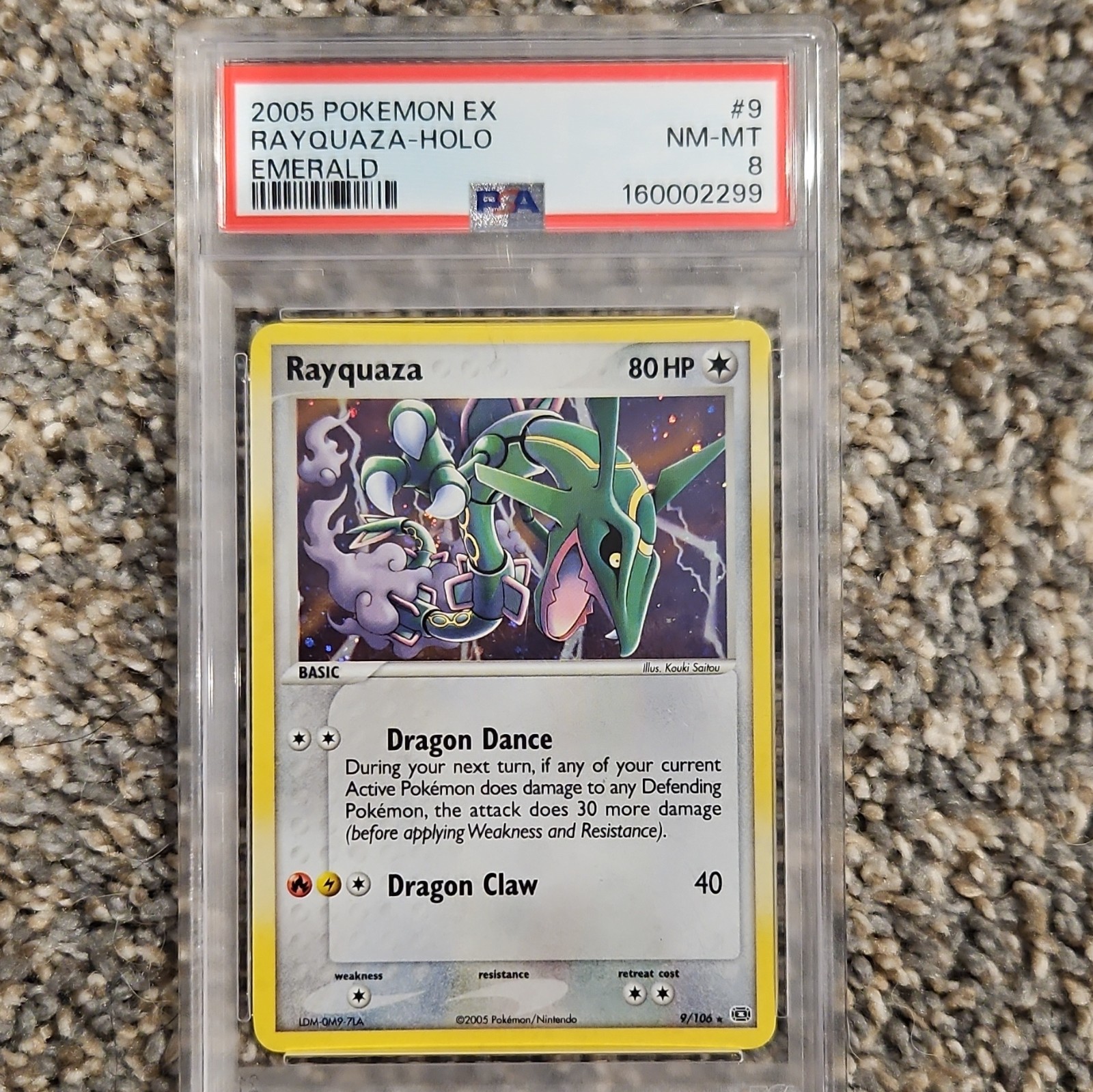 Pokemon EX Emerald Rayquaza Holo Rare 9/106 2005 English PSA 8 NEW CERT Pokemon EX Emerald Rayquaza Holo Rare 9/106 2005 English PSA 8 NEW CERT