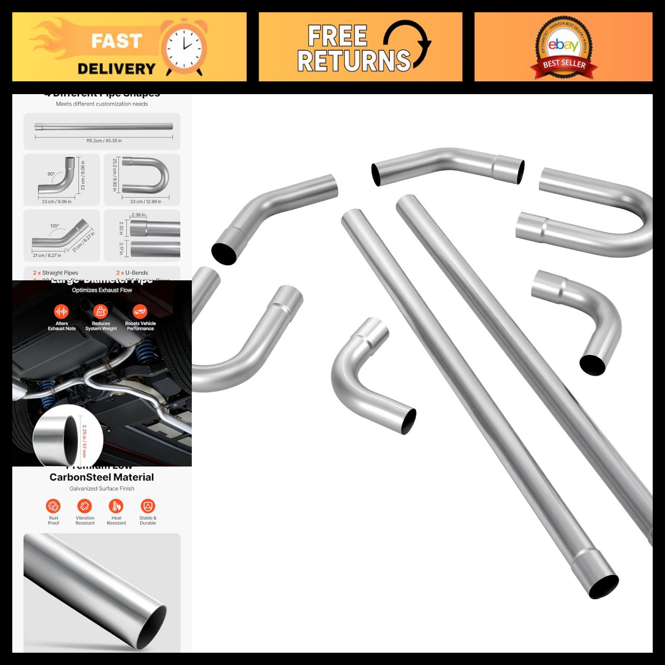 Custom Exhaust Tubing Kit - 8 Pcs 2.25\