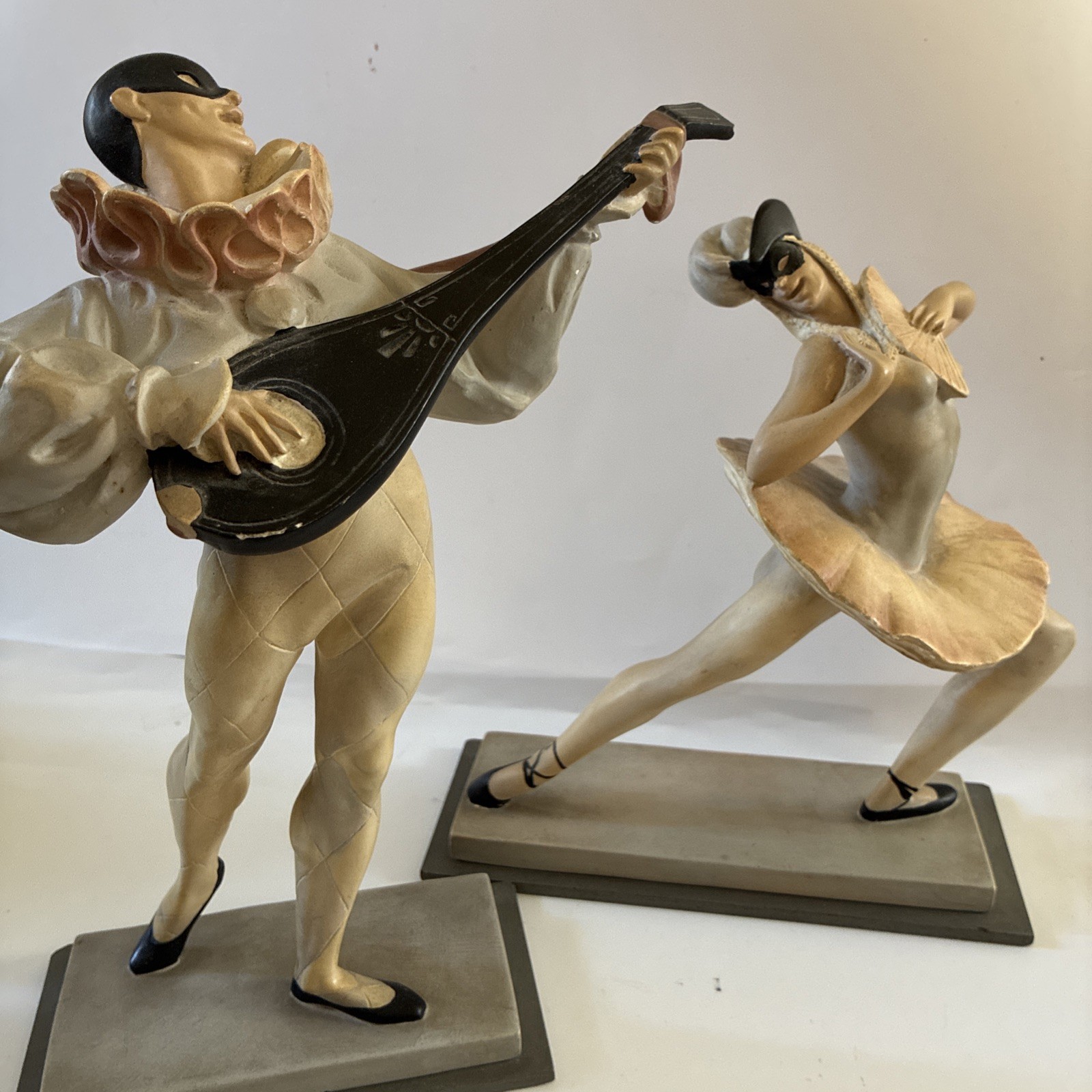 Art Deco Pierrot Minstrel And Ballerina Harlequin Large