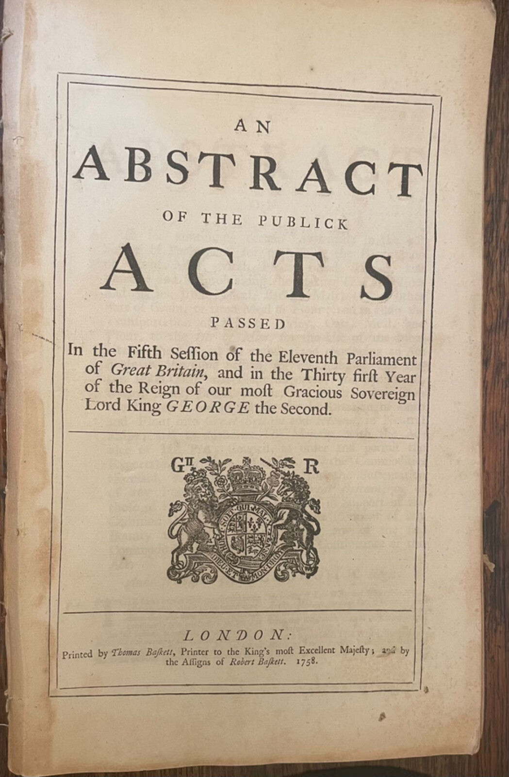 1758 ACTS LAWS  ~ AMERICAN COLONIES GOLD SILVER TIMBER TREES BREAD SUGAR &c
