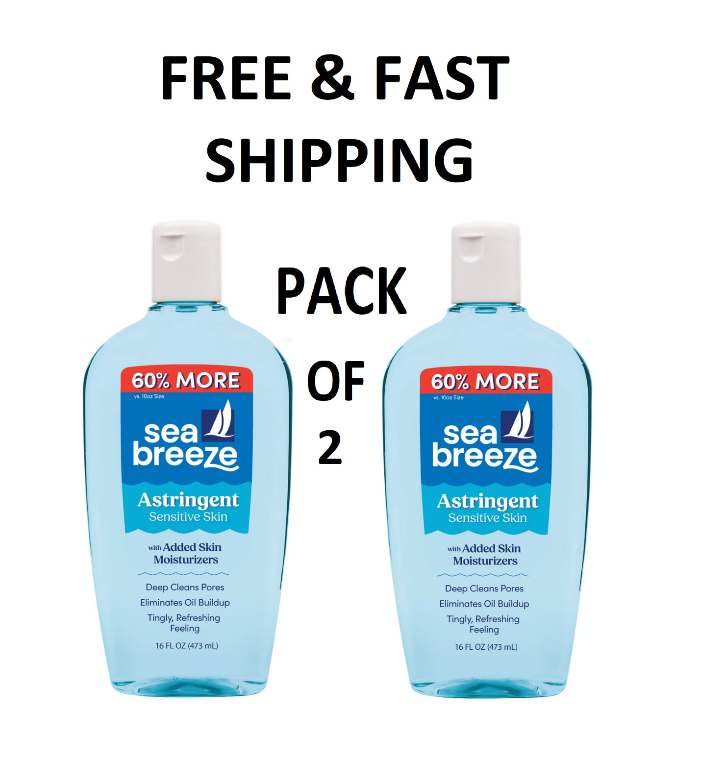 2PK Sea Breeze Astringent for Sensitive Skin and Redness, 16 fl oz