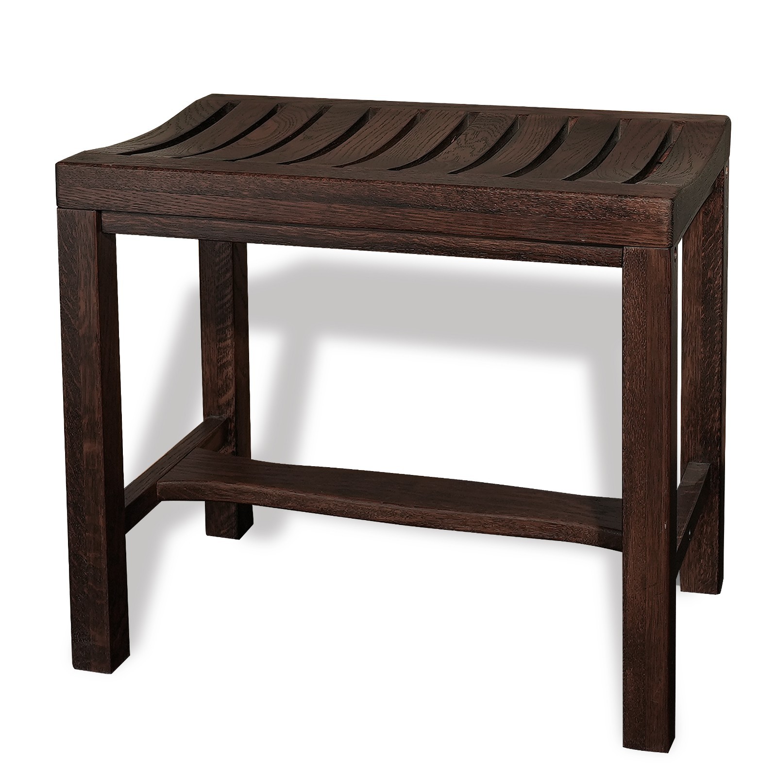 CONSDAN Solid Oak Wood Shower Bench, 21'' Bathroom Curved Slat Shower Seat CONSDAN Solid Oak Wood Shower Bench, 21'' Bathroom Curved Slat Shower Seat