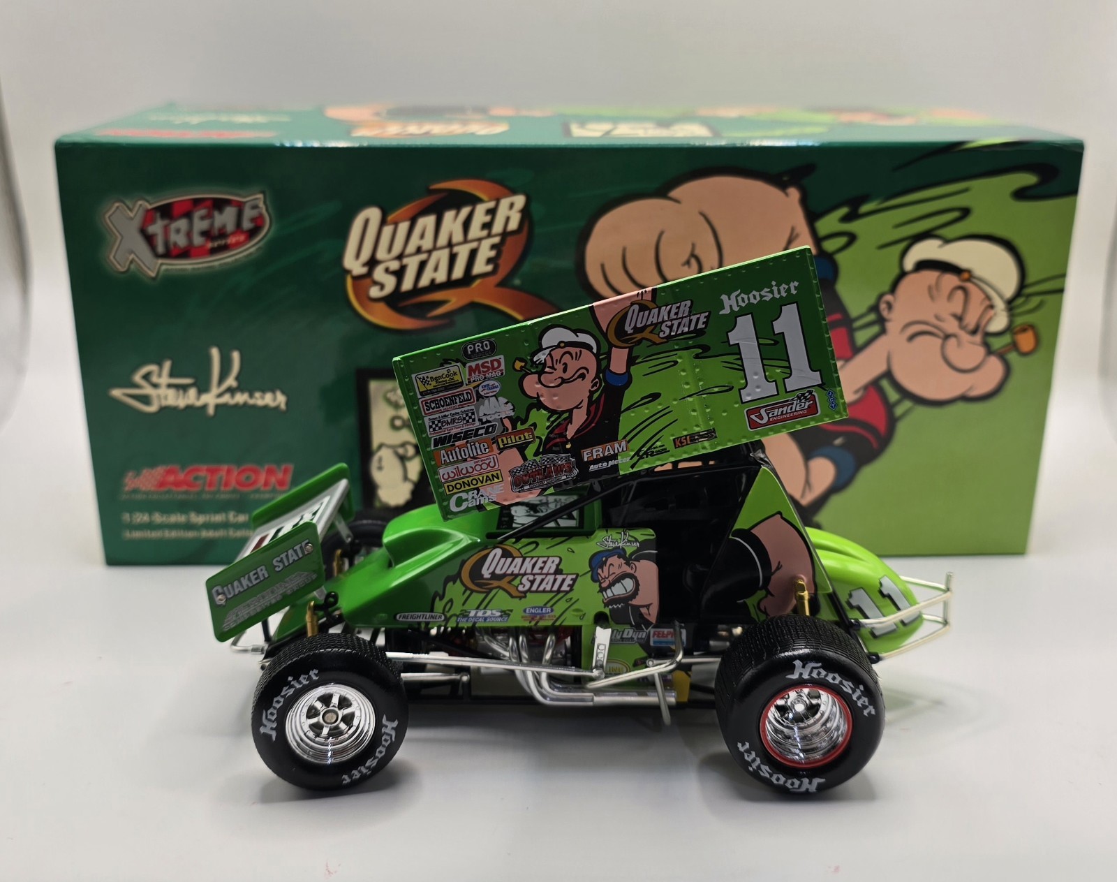 1:24 ACTION 2004 STEVE KINSER QUAKER STATE/POPEYE #11 SPRINT CAR EXTREME. 1:24 ACTION 2004 STEVE KINSER QUAKER STATE/POPEYE #11 SPRINT CAR EXTREME.