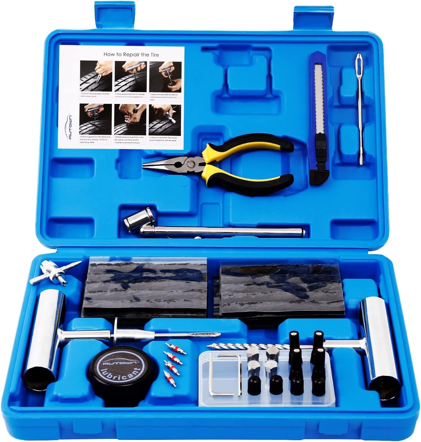 Tire Repair Kit - 68pcs Heavy Duty Tire Plug Kit, Universal Tire Repair Tools 