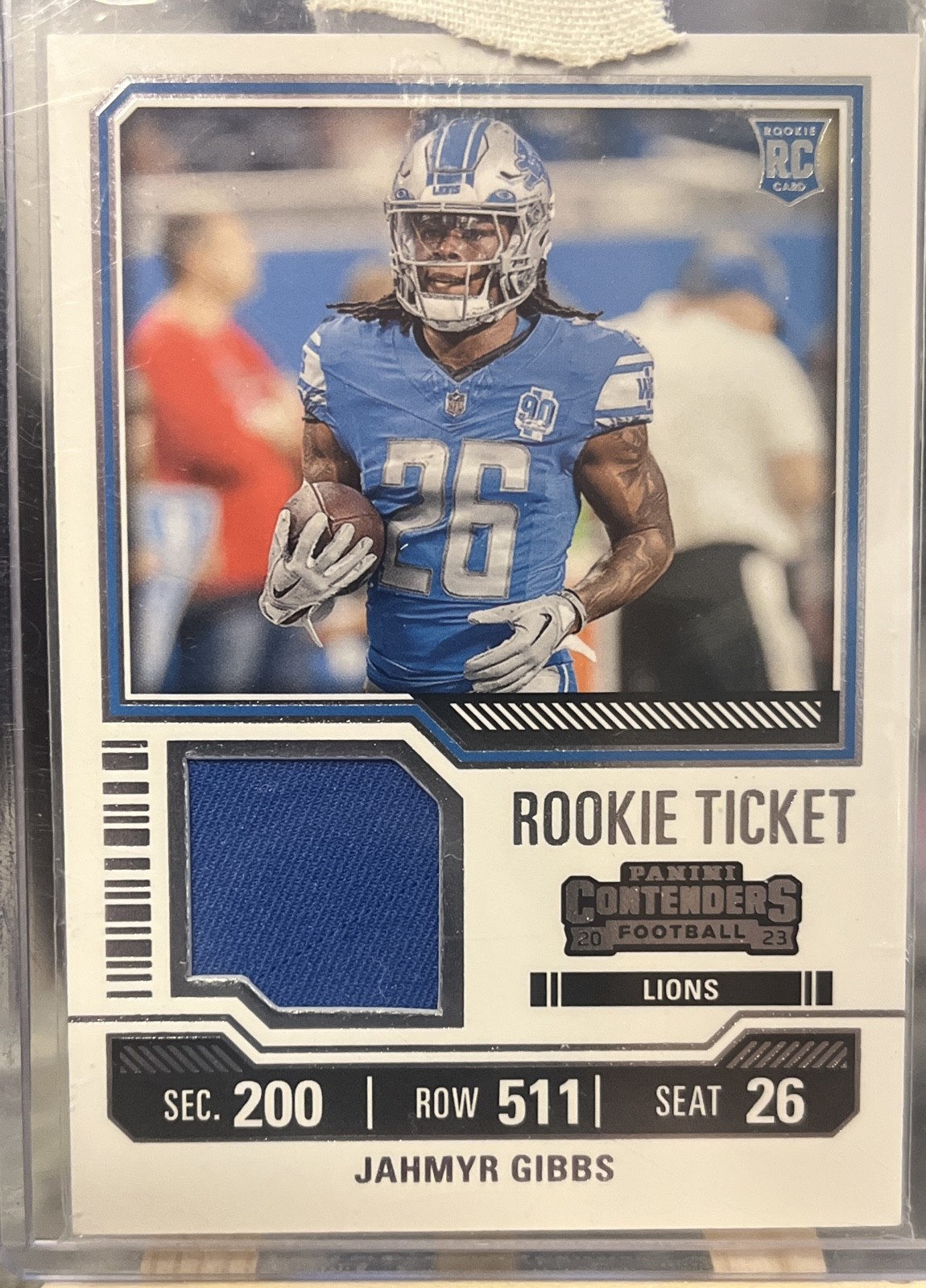 2023 Panini Contenders - Rookie Ticket Swatches Jahmyr Gibbs #TS12 (MEM, RC) 2023 Panini Contenders - Rookie Ticket Swatches Jahmyr Gibbs #TS12 (MEM, RC)