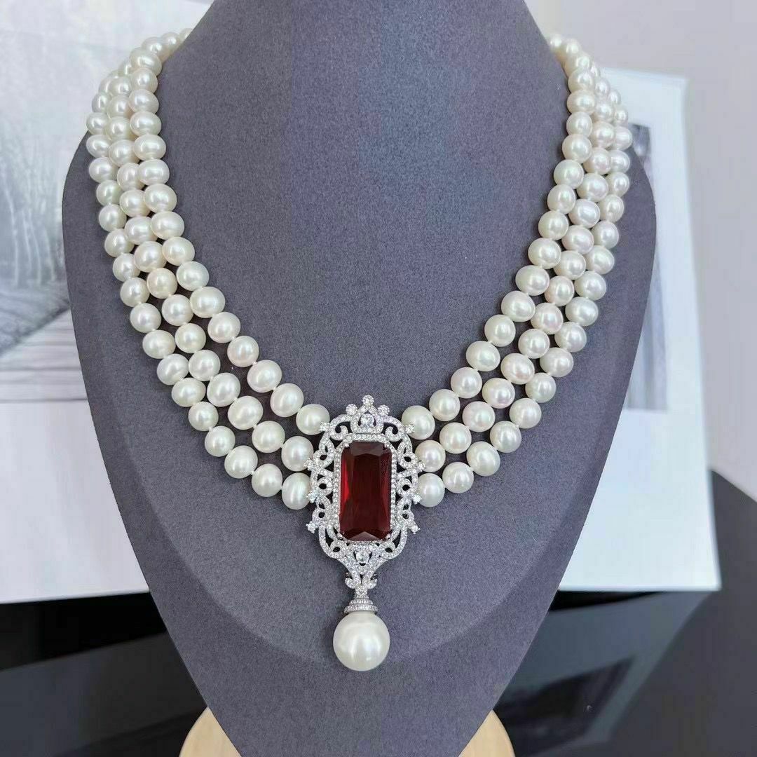 4 strands 8-10.5mm south sea white pearl necklace 18