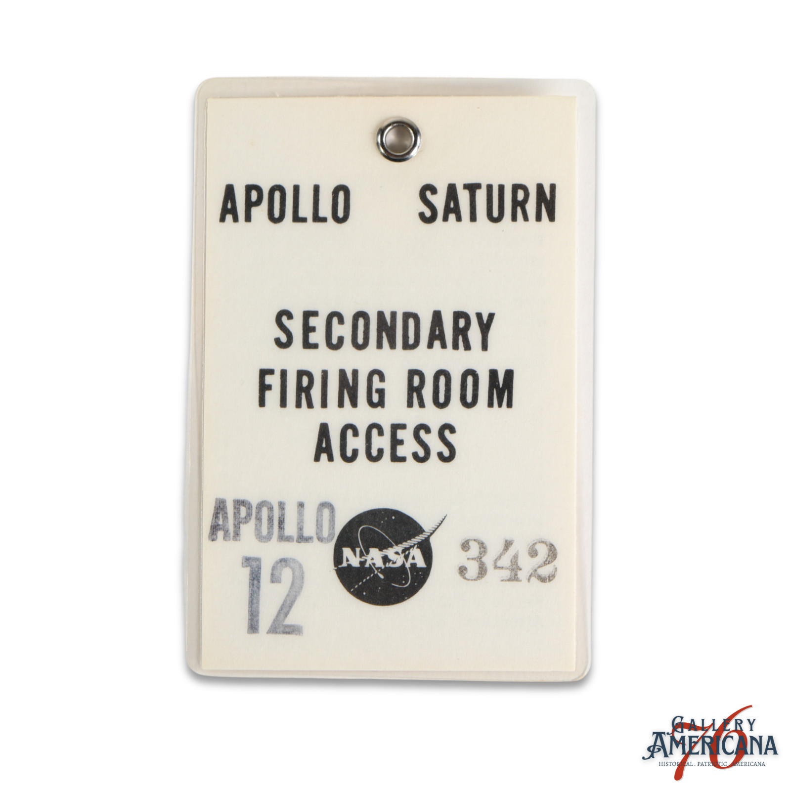 NASA Apollo 12 Secondary Firing Room Access Pass 1969 Moon Mission NASA Badge