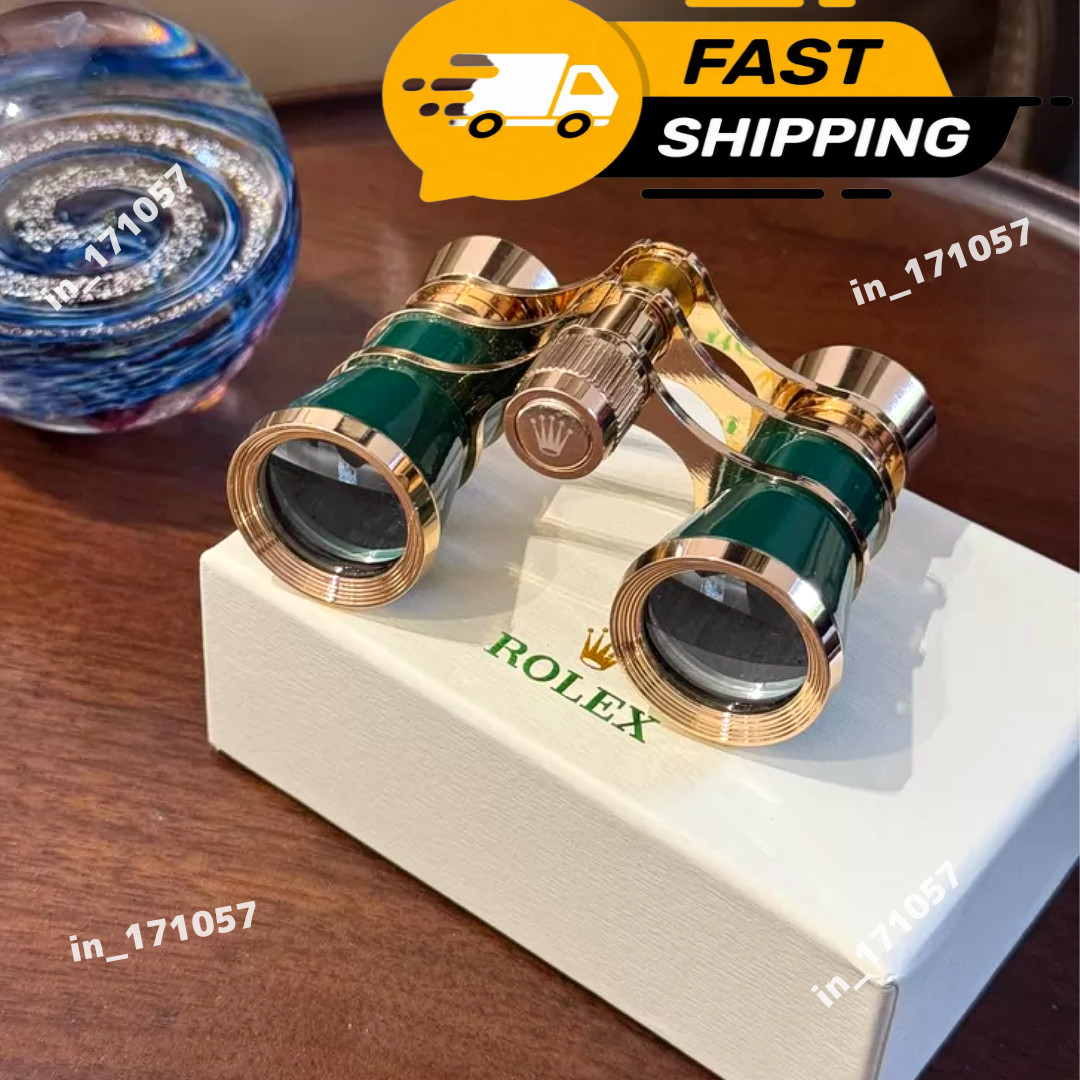 Rare Rolex Green Gold Lacquer Opera Binoculars Engraved AD Gift Luxury Display Rare Rolex Green Gold Lacquer Opera Binoculars Engraved AD Gift Luxury Display