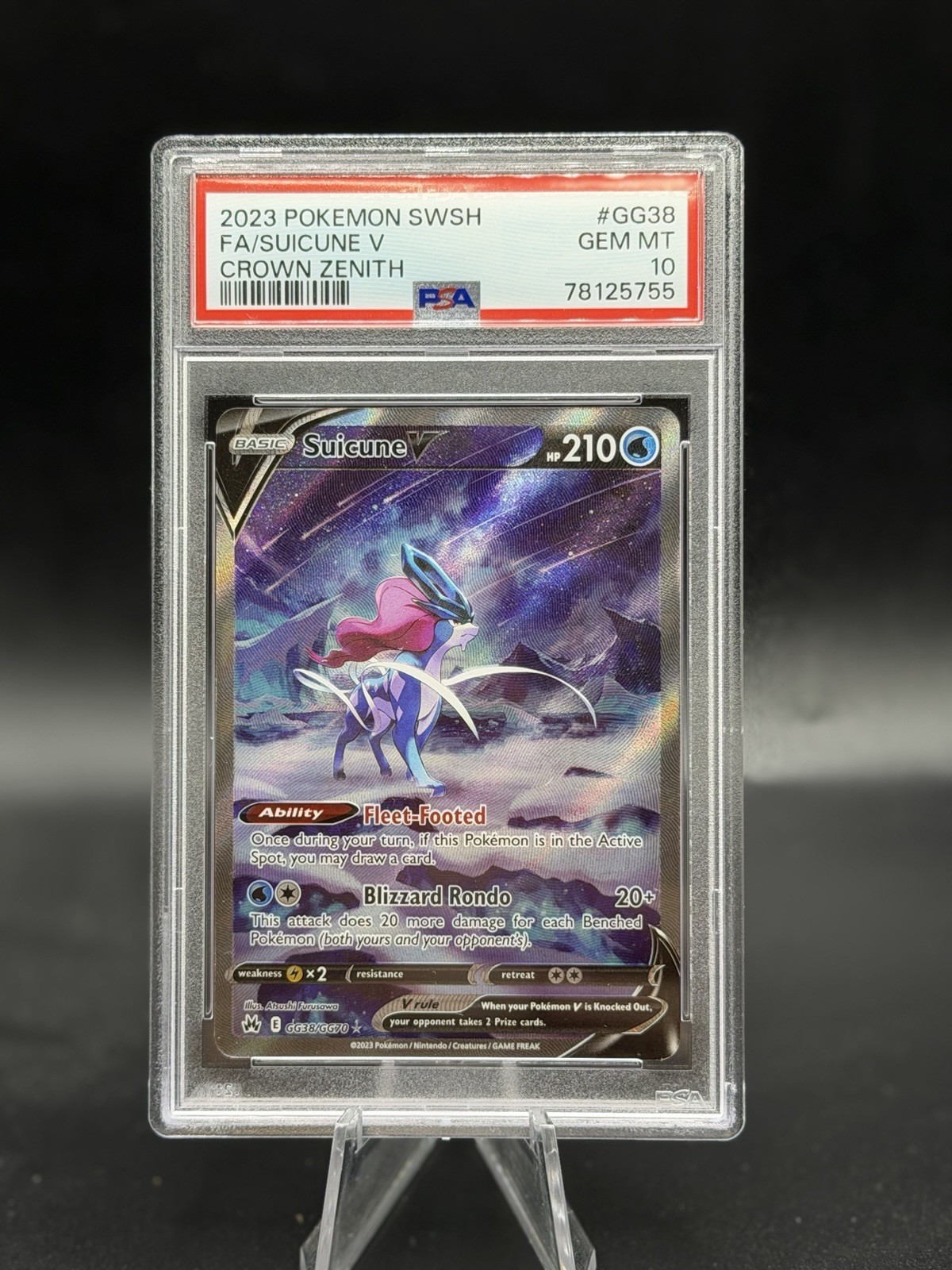 Suicune V GG38/GG70 SWSH: Crown Zenith: Galarian Gallery Holo PSA 10 GEM MINT Suicune V GG38/GG70 SWSH: Crown Zenith: Galarian Gallery Holo PSA 10 GEM MINT