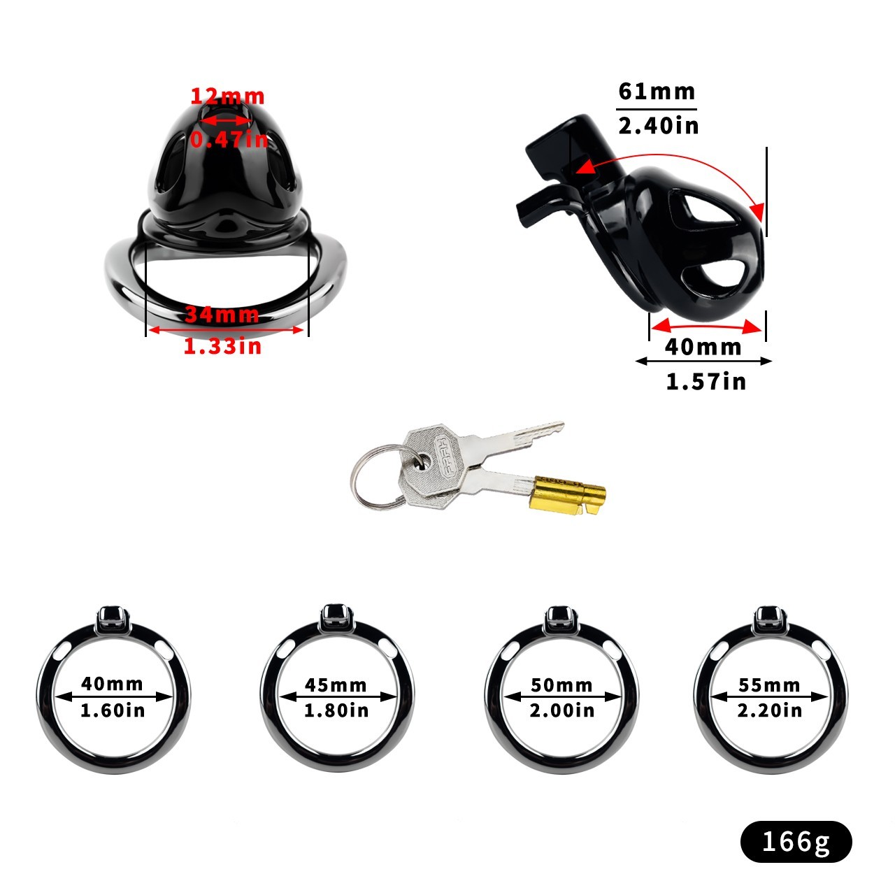 Cobra Male Chastity Cage Lock Device with 4 Rings Virginity Device 3 Sizes FRRK